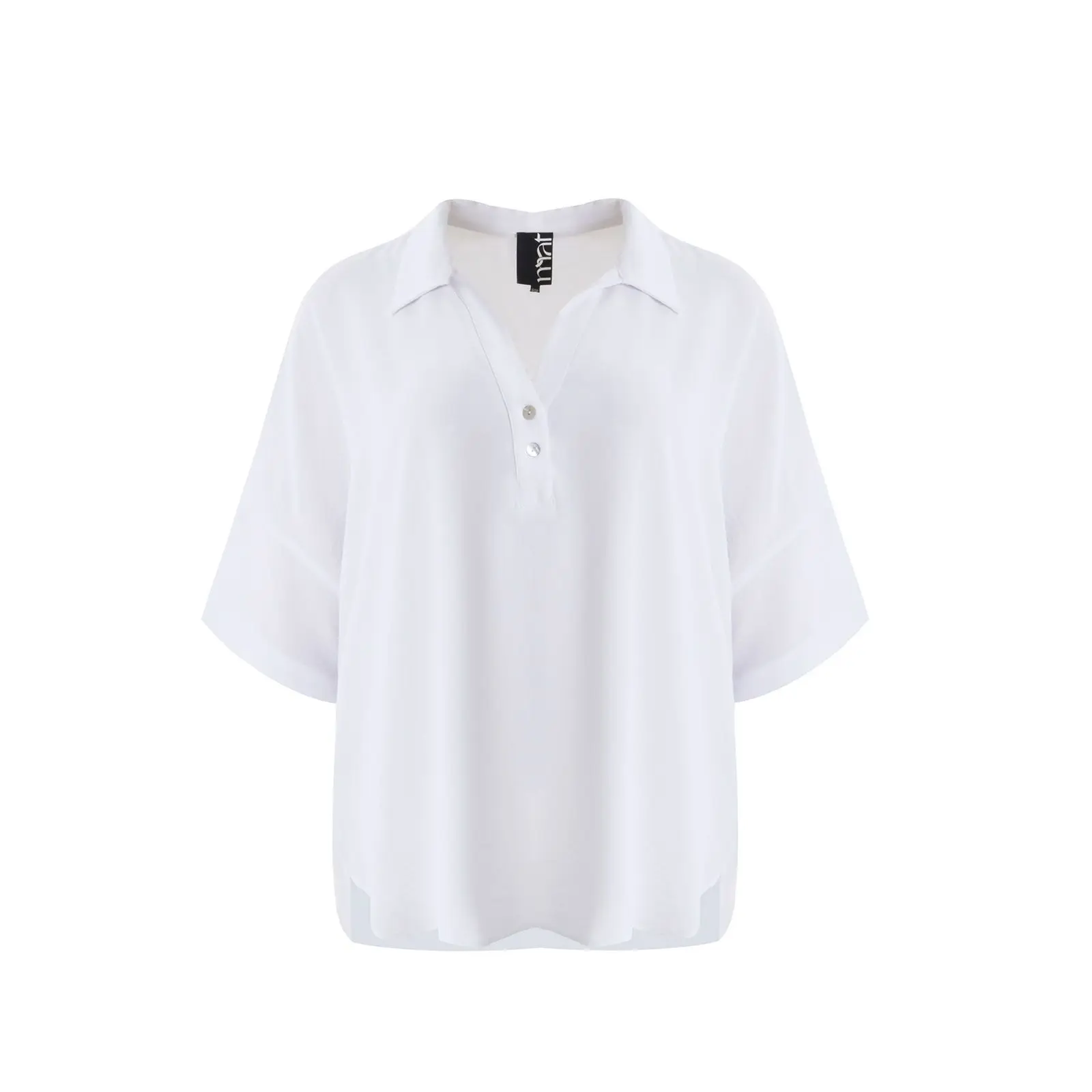 Mat Fashion Women's Blanc ’S Crepe Pointed Collar Blouse Airwashed