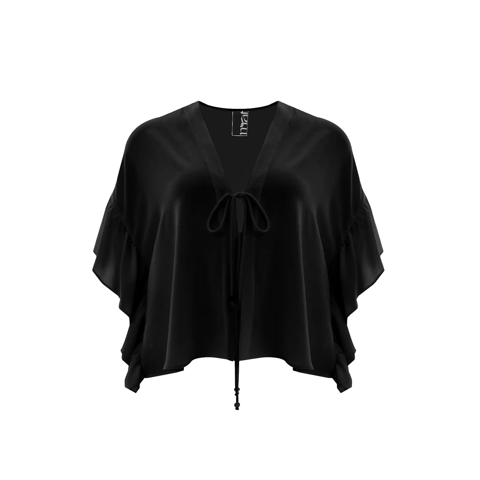 Mat Fashion Women's Noir ’S Ruffled Sleeve Crepe Bolero