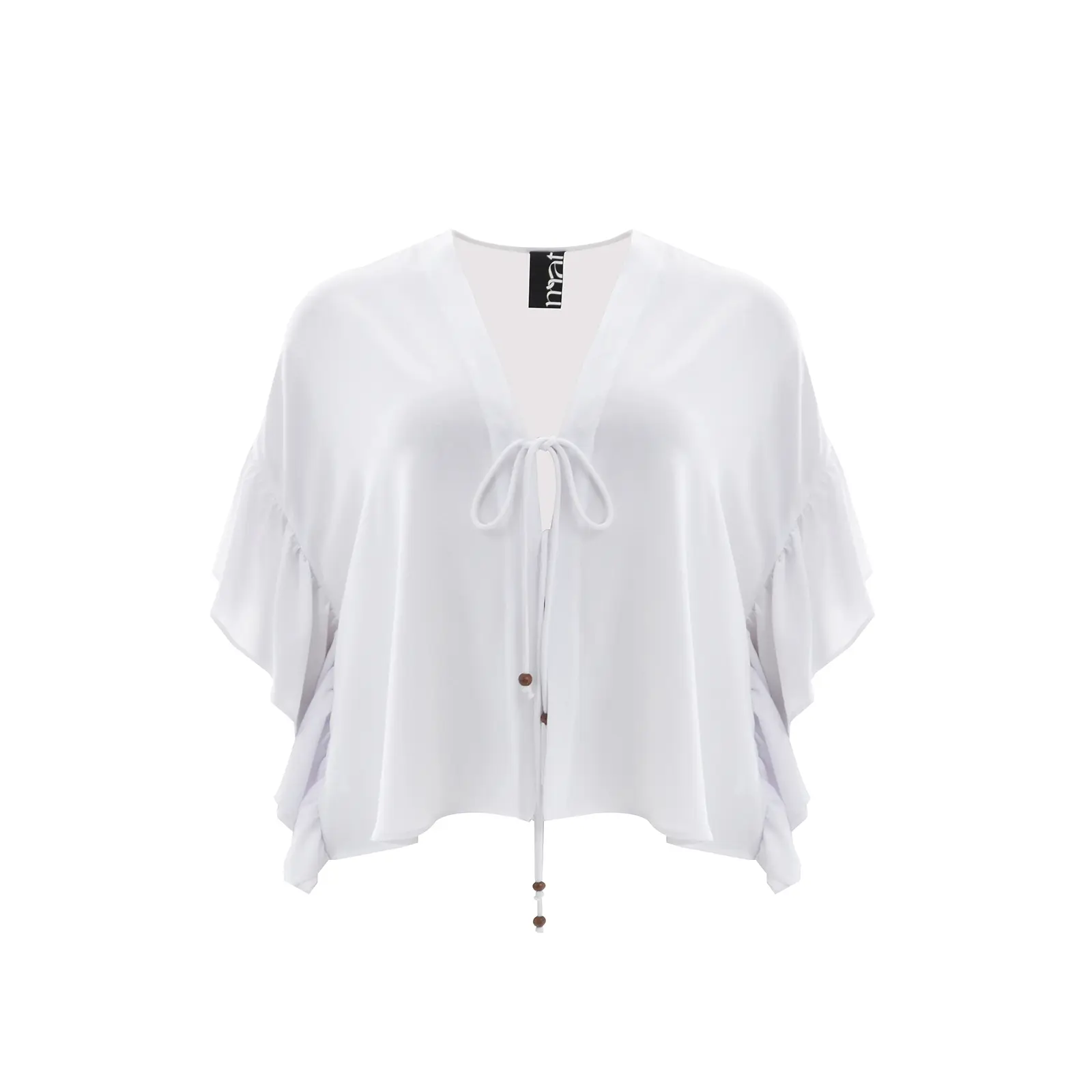 Mat Fashion Women's Blanc ’S Ruffled Sleeve Crepe Bolero