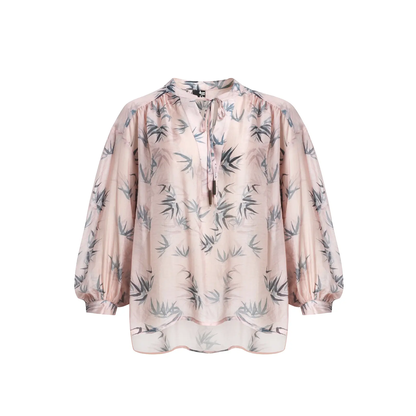 Mat Fashion Women's Rose Long Sleeve Bow Neck Blouse