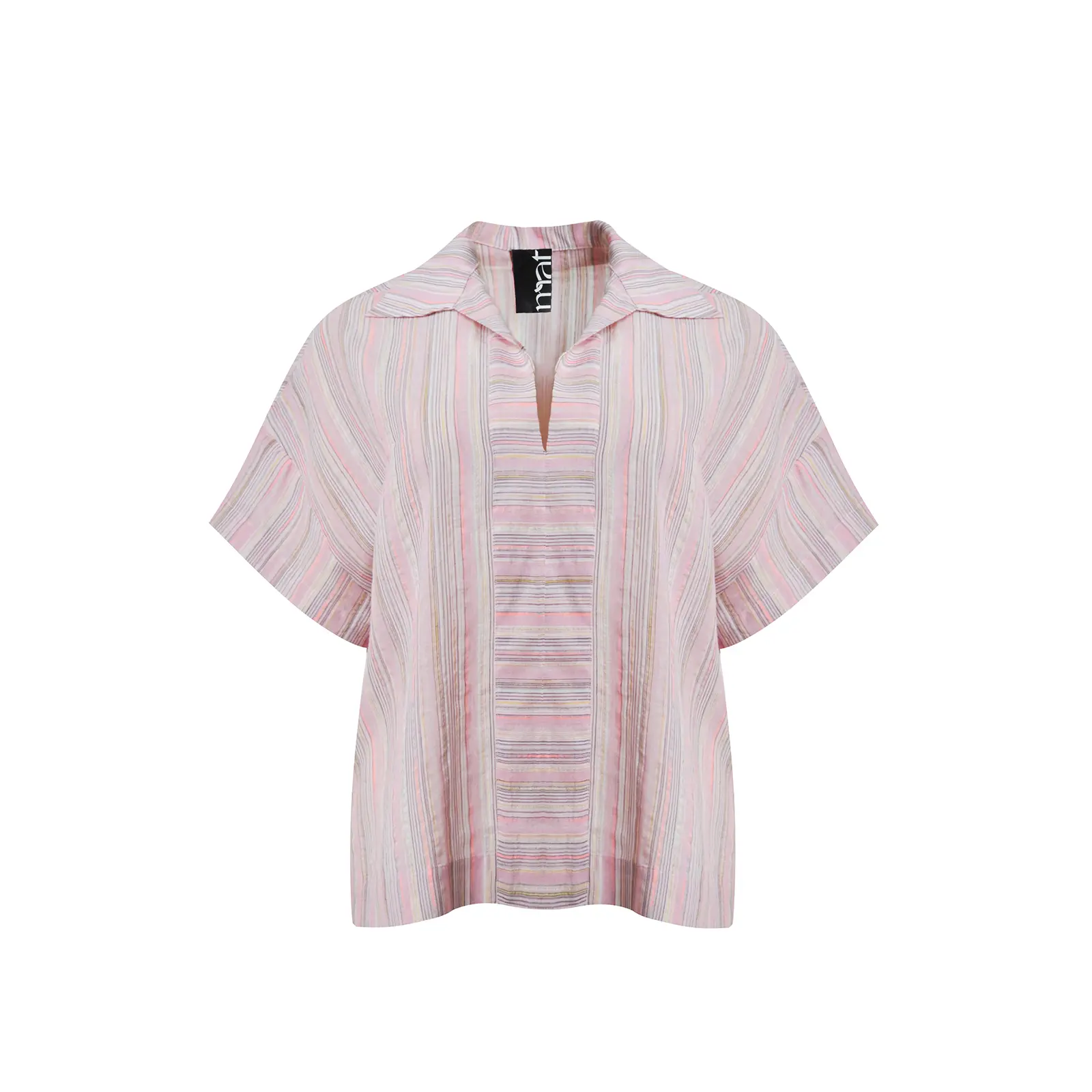 Mat Fashion Women's Rose Striped Cotton And Linen Blouse For