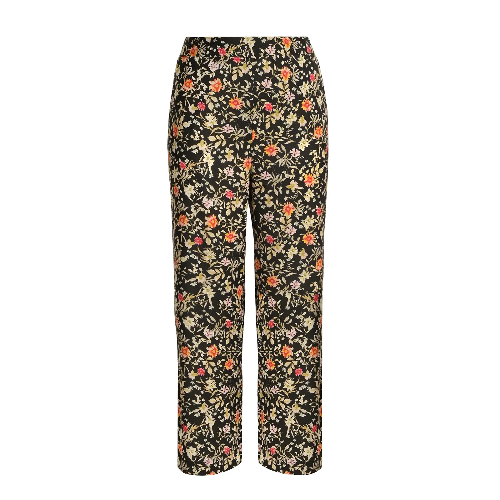 Mat Fashion Women's Noir ’S Floral Print Trousers Wide Leg