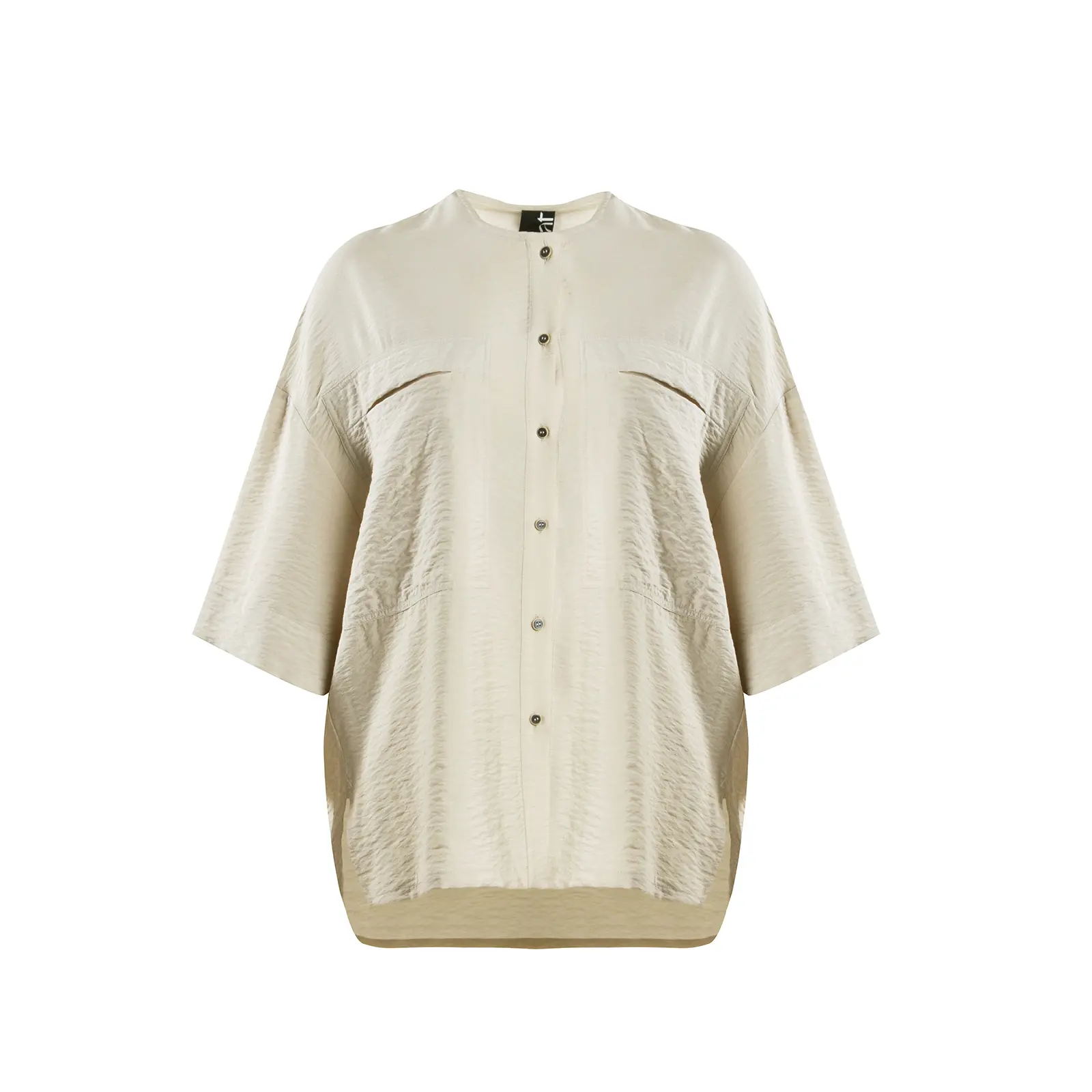 Mat Fashion Women's Beige Button-Up Viscose Shirt For