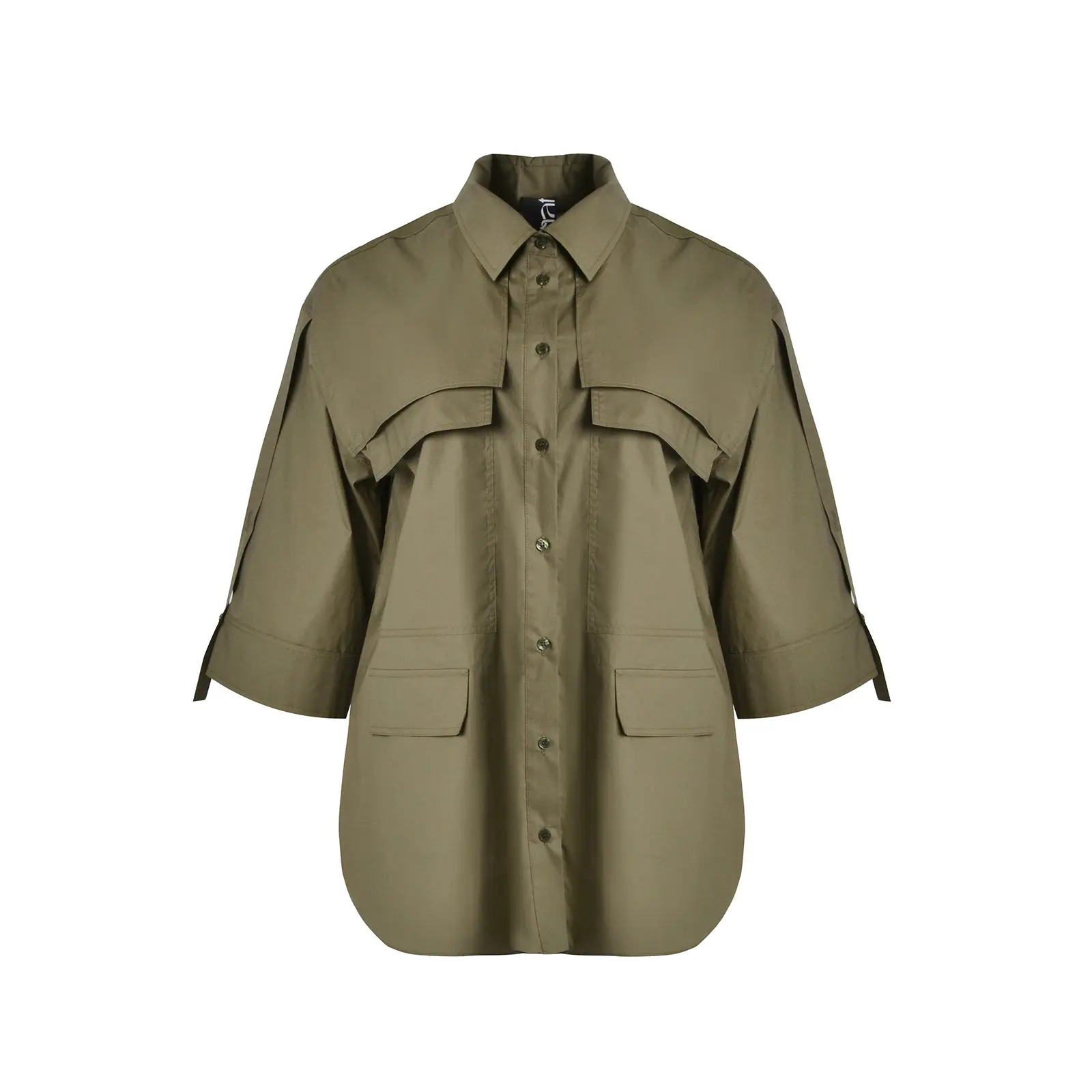 Damen Popeline Hemd mit aufgesetzten Taschen Mat Fashion