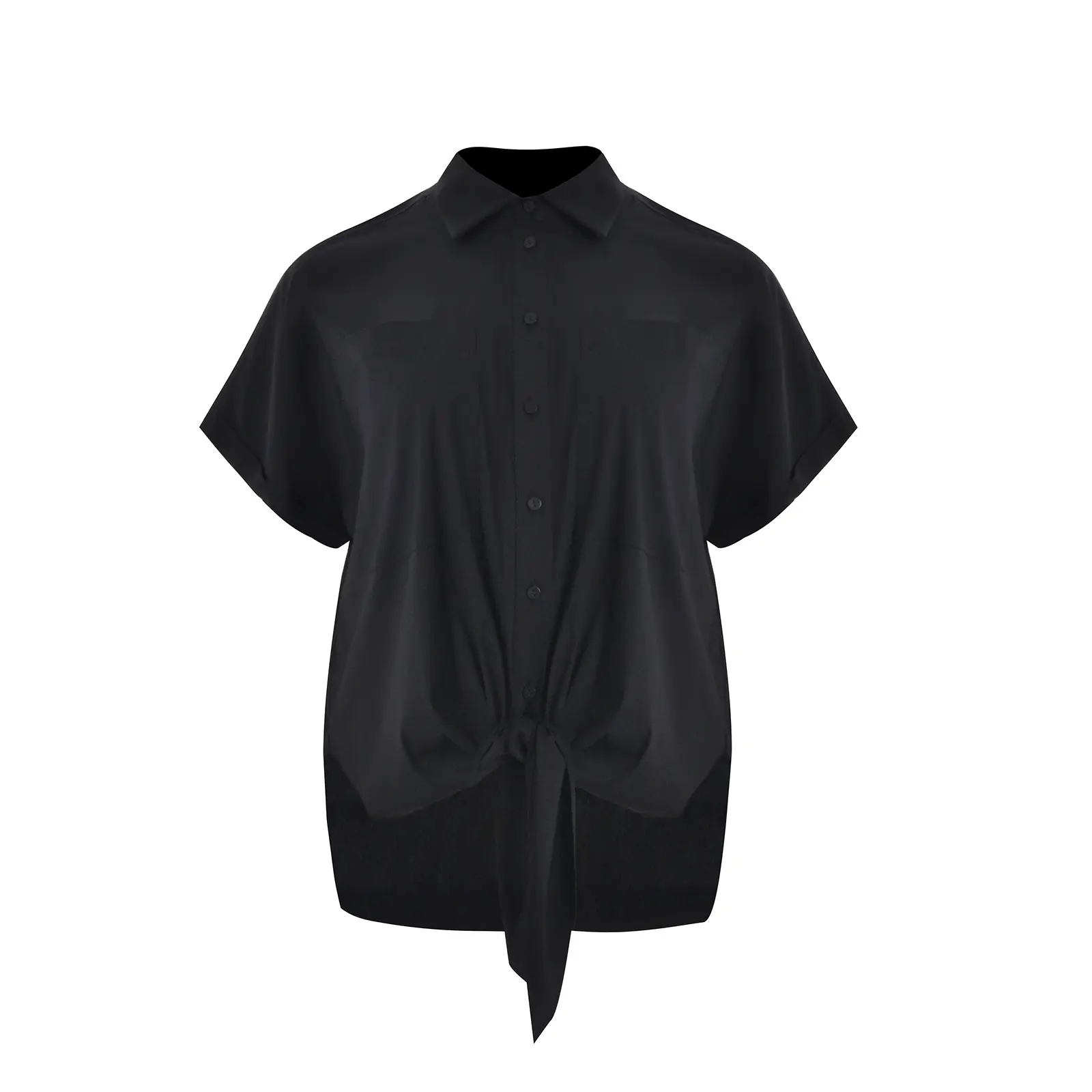 Mat Fashion Women's Noir ’S Poplin Shirt With Patch Pockets