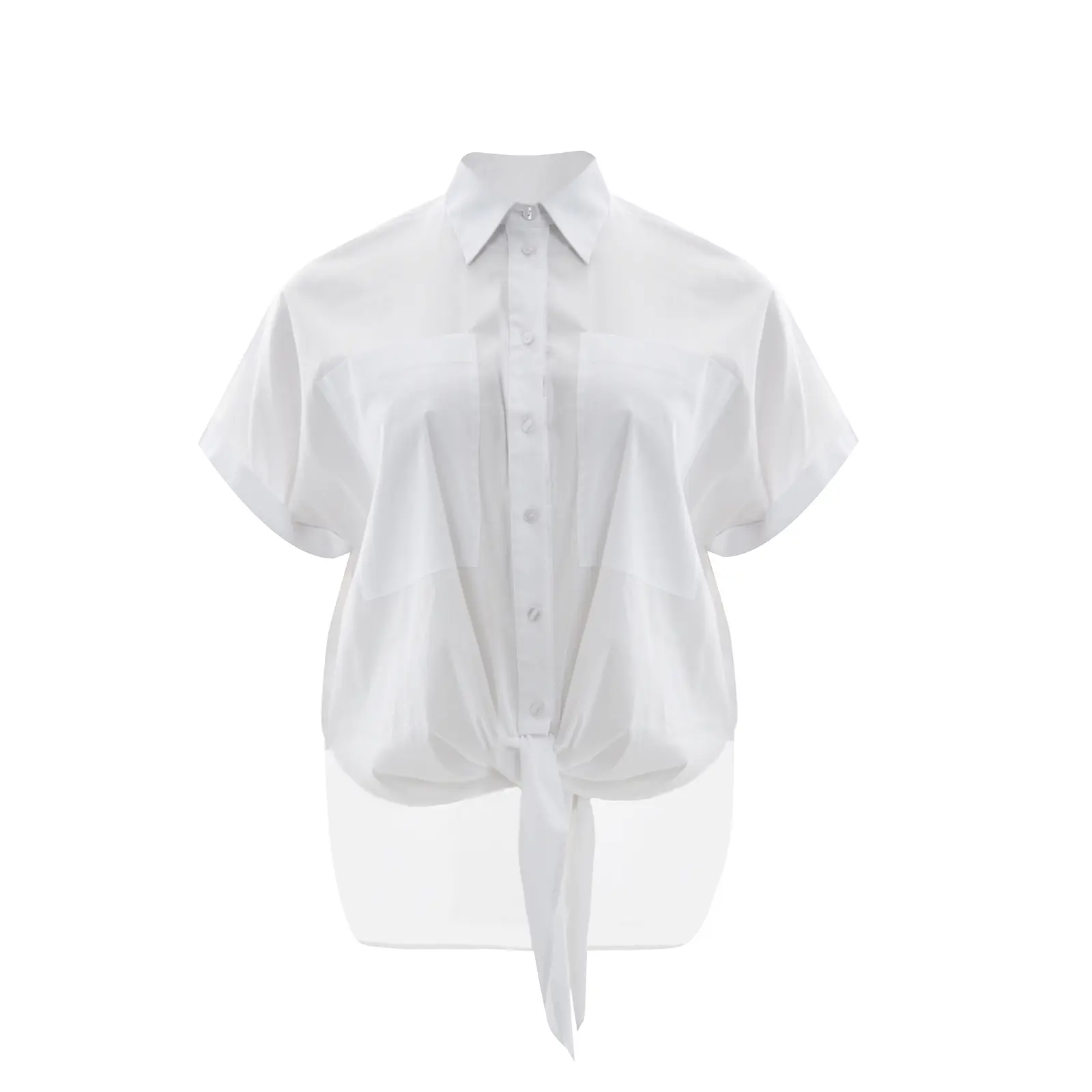 Mat Fashion Women's Blanc ’S Poplin Shirt With Patch Pockets