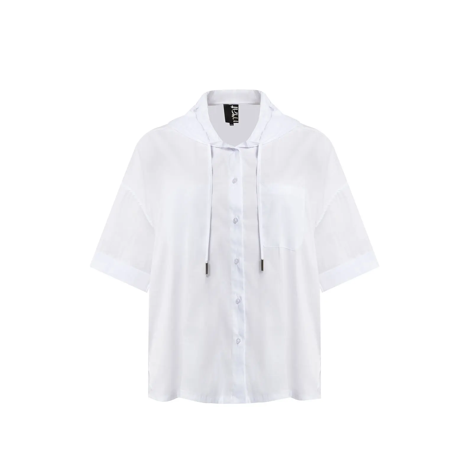 Mat Fashion Women's Blanc Poplin Hooded Shirt
