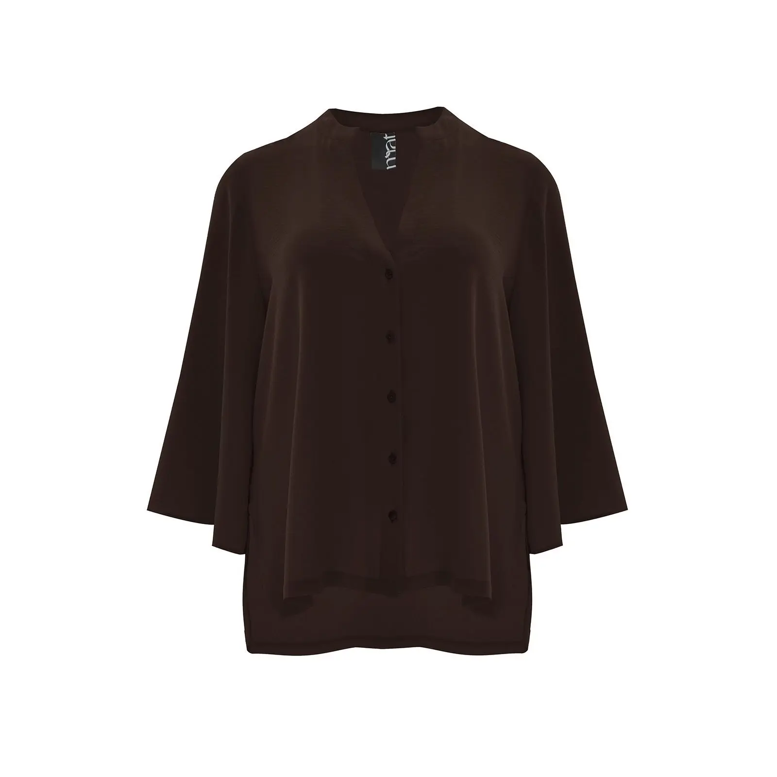 Mat Fashion Women's Marron V-Neck Crepe Blouse Airwashed