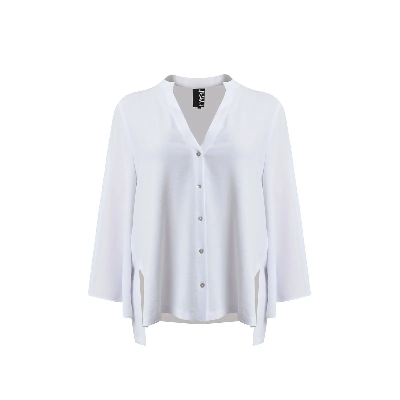 Mat Fashion Women's Blanc V-Neck Crepe Blouse Airwashed
