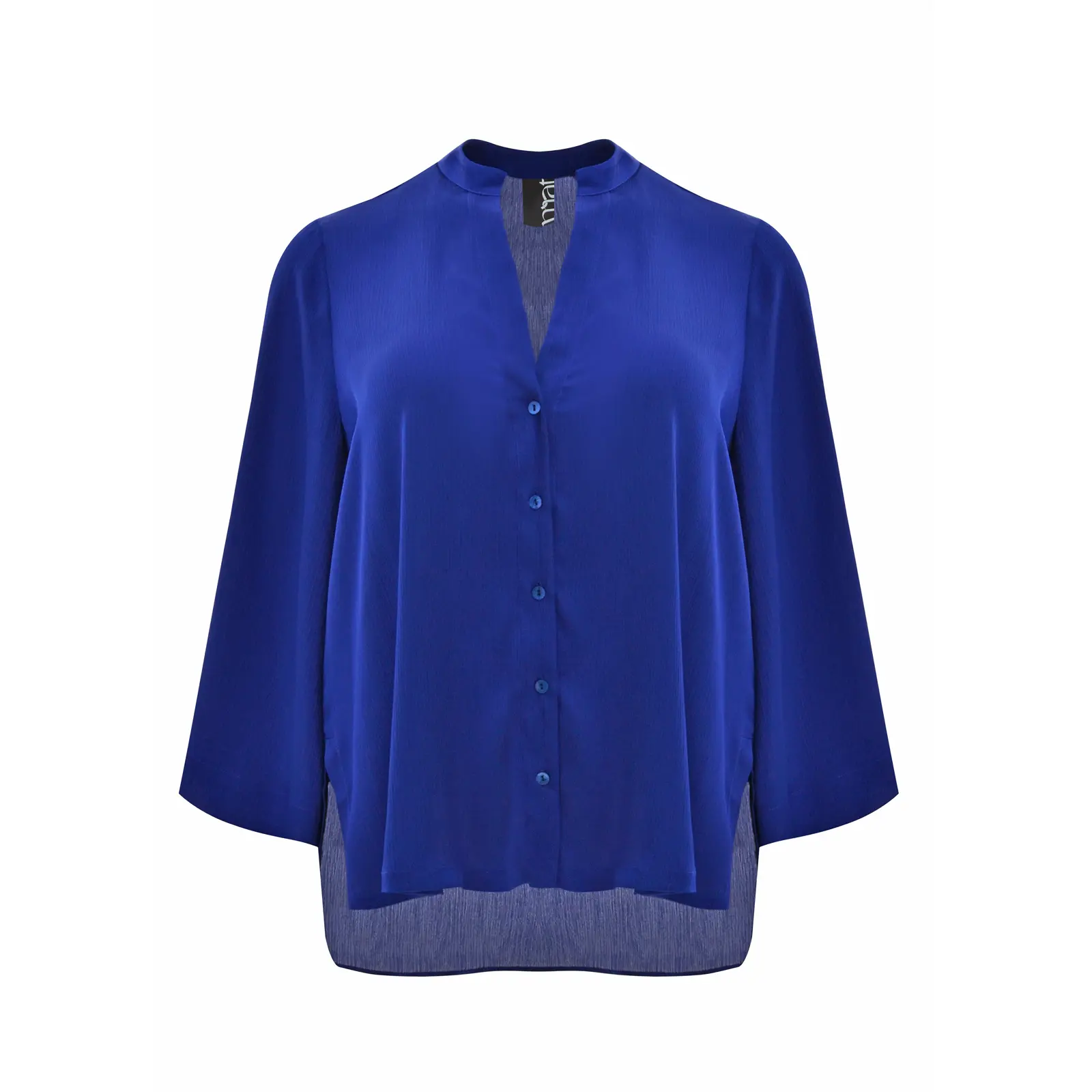 Mat Fashion Women's Bleu Long Sleeve Satin Shirt