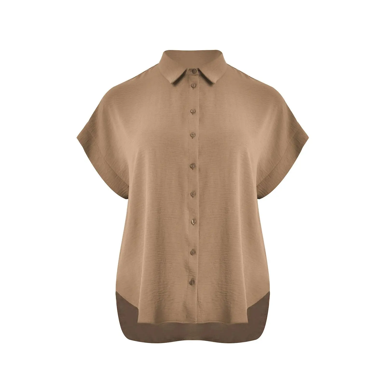 Camicia in crepe con orlo curvo donna