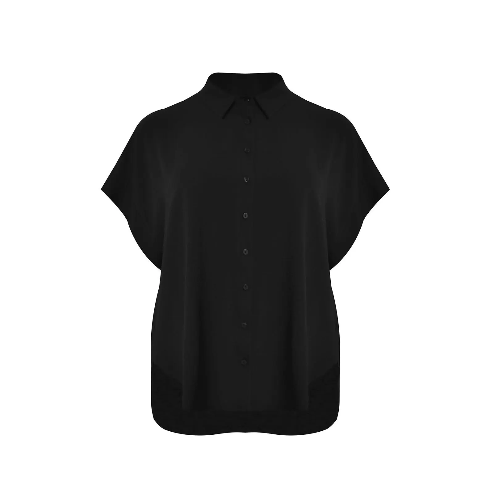 Camicia in crepe con orlo curvo donna