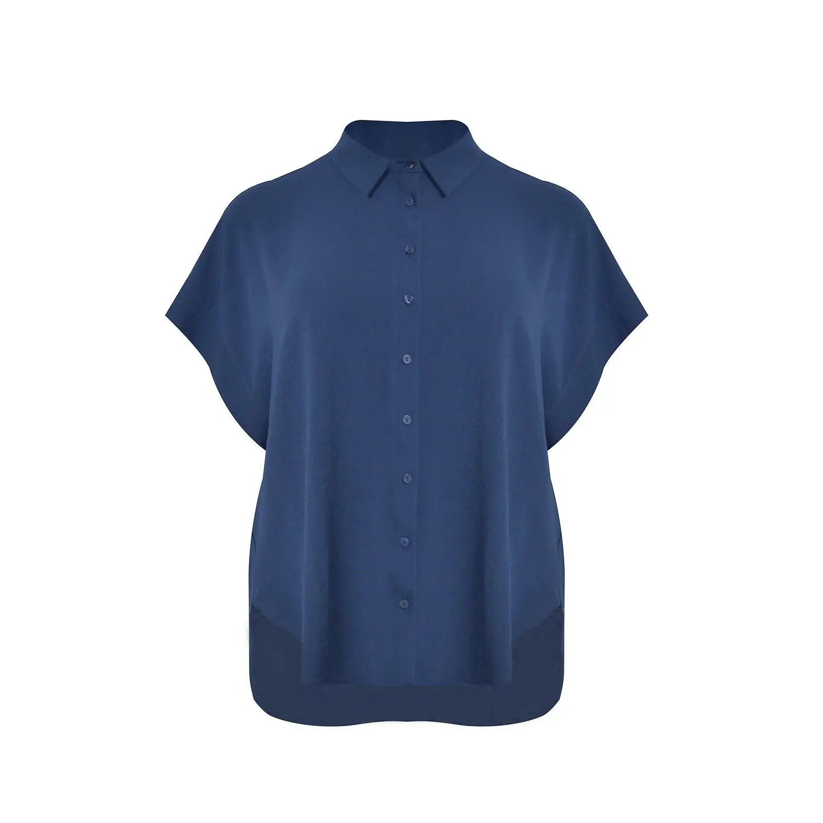 Camicia in crepe con orlo curvo donna