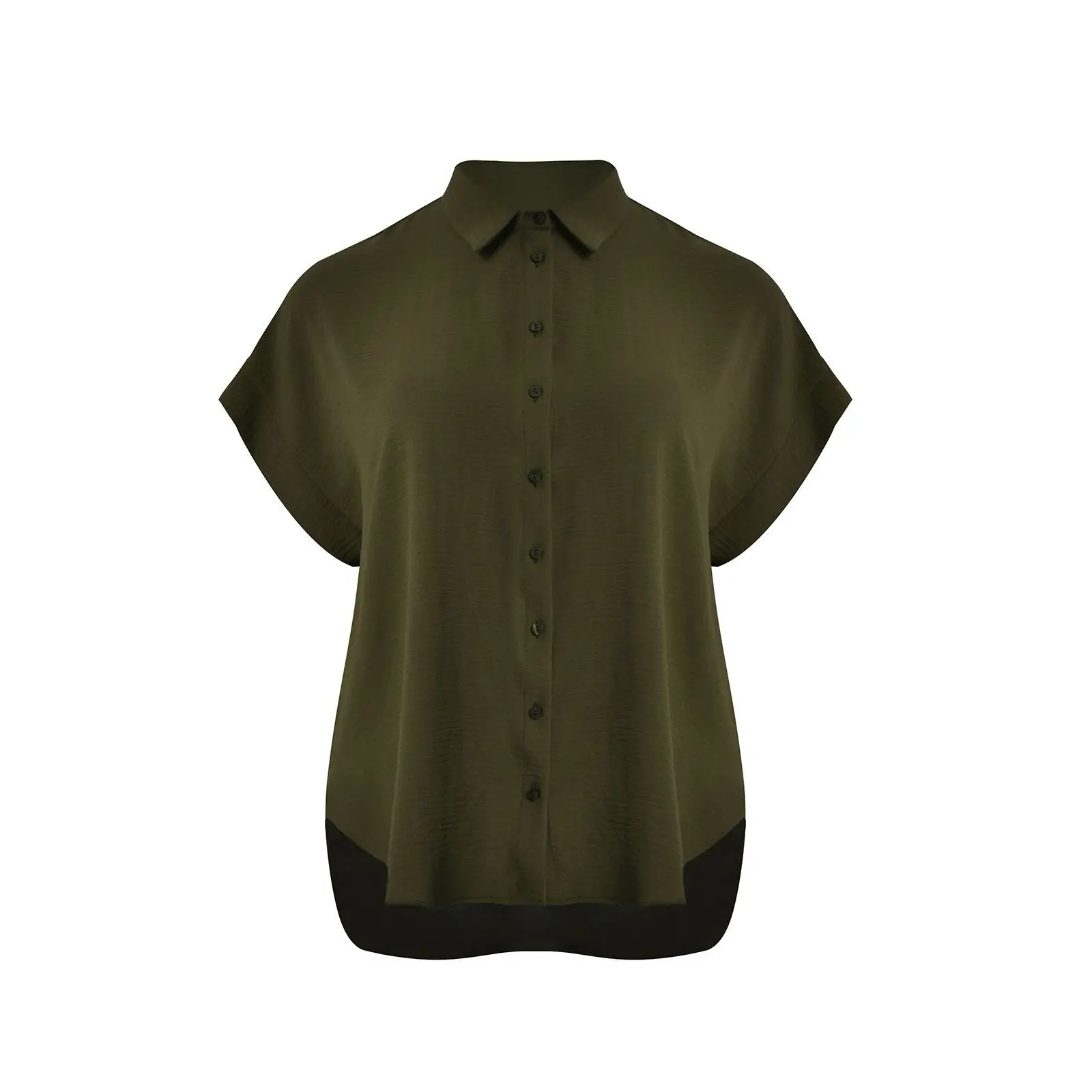 Camicia in crepe con orlo curvo donna