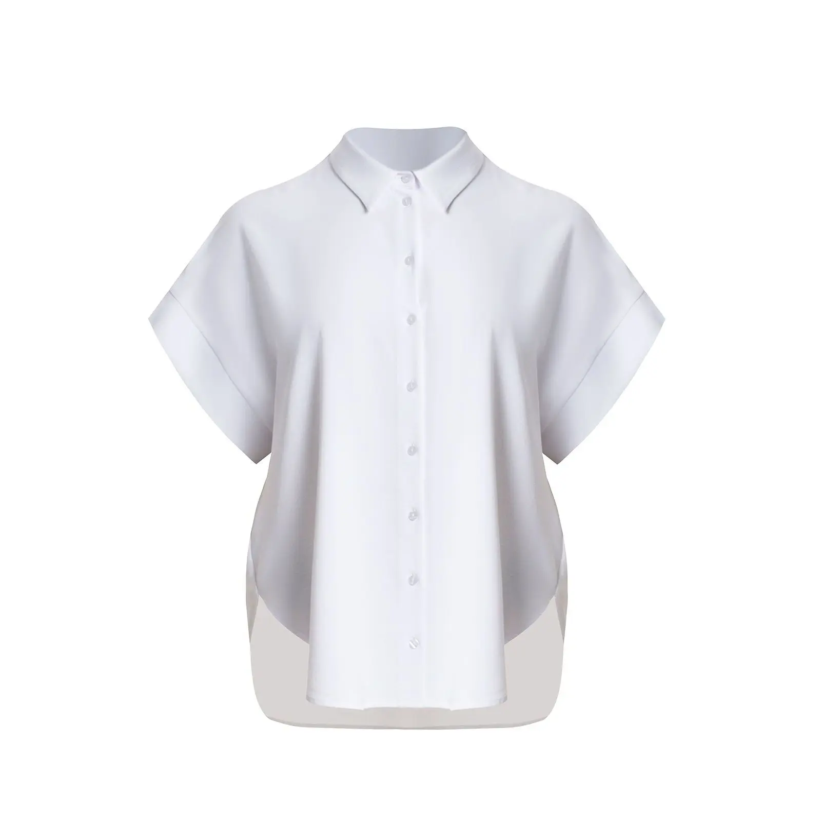 Camicia in crepe con orlo curvo donna