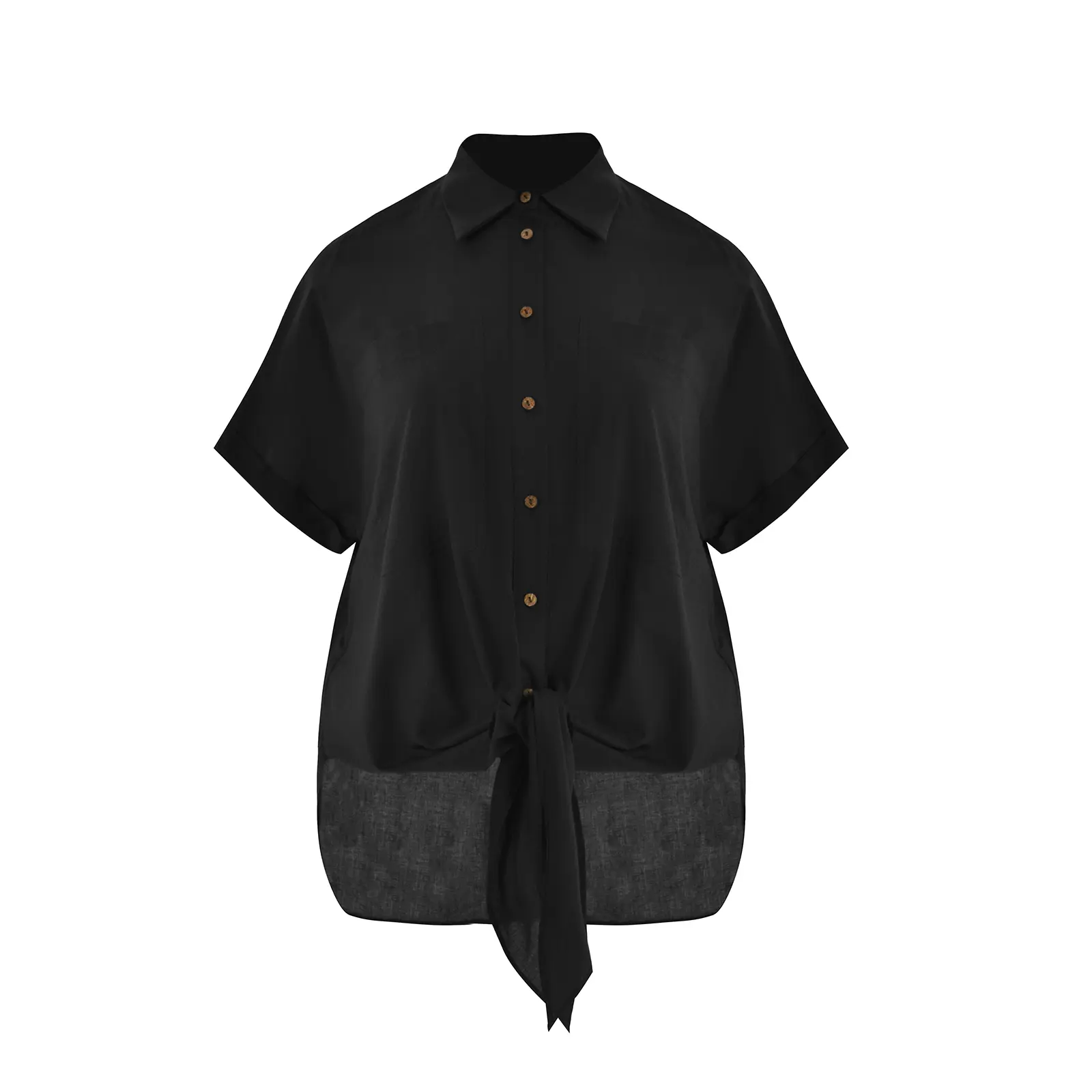 Camicia in popeline di cotone con tasche applicate donna