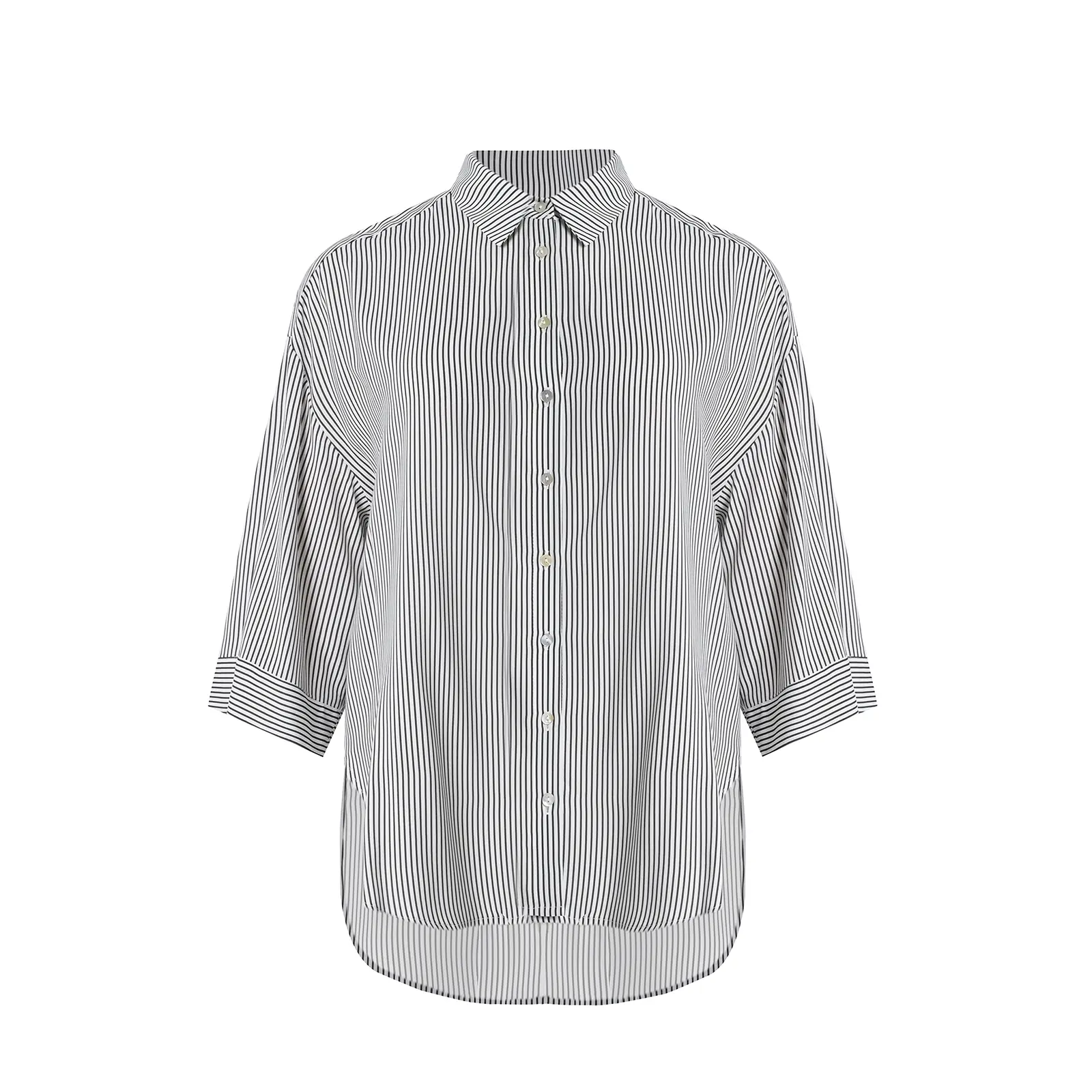 Mat Fashion Women's Noir Striped Viscose Shirt
