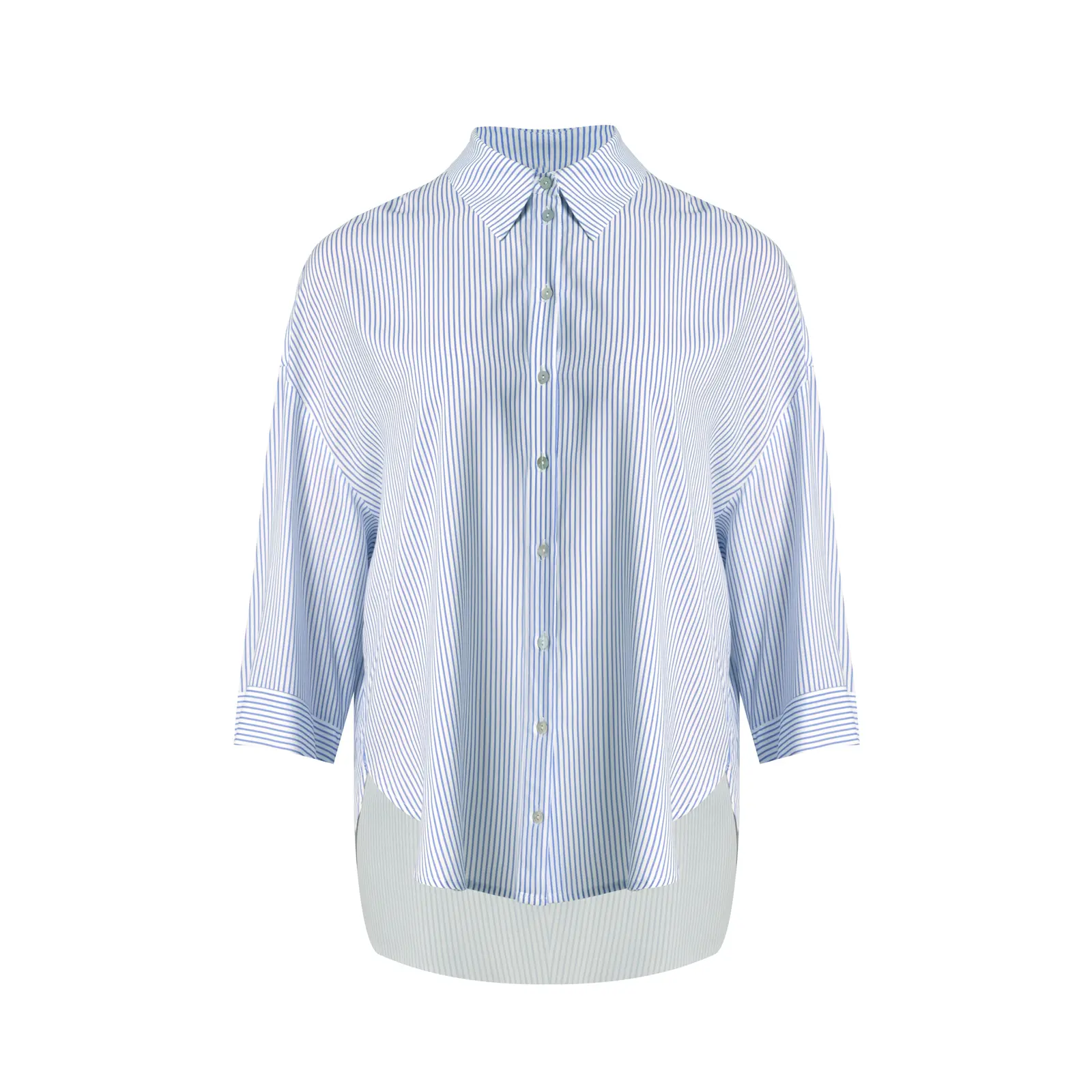 Mat Fashion Women's Bleu Striped Viscose Shirt