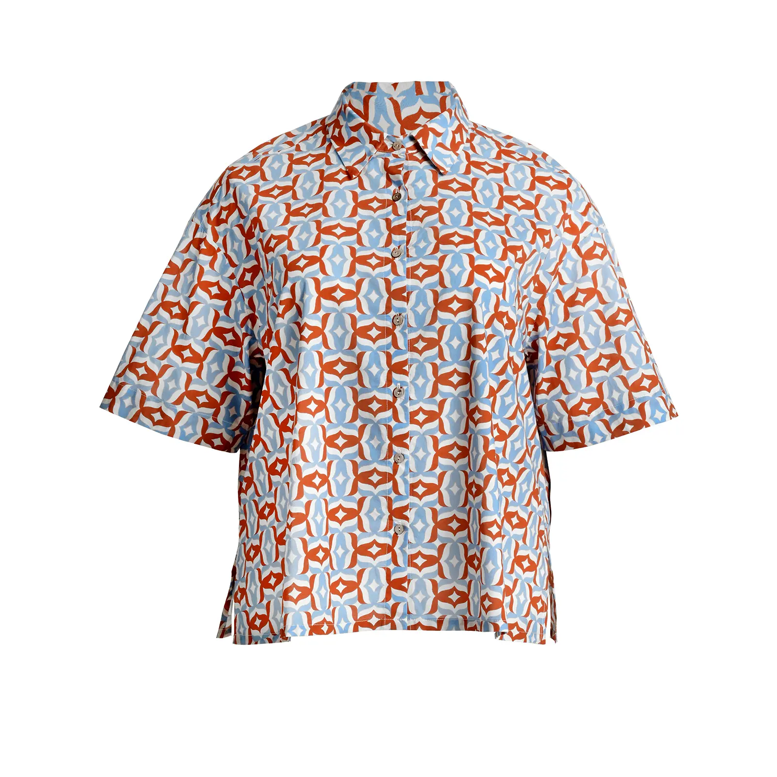 Mat Fashion Bleu Woman's Shirt Geometric Print