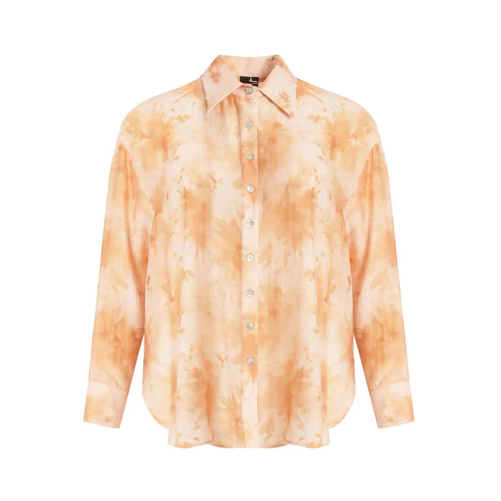 Mat Fashion Women's Orange Long Sleeve Shirt Artistic-Print