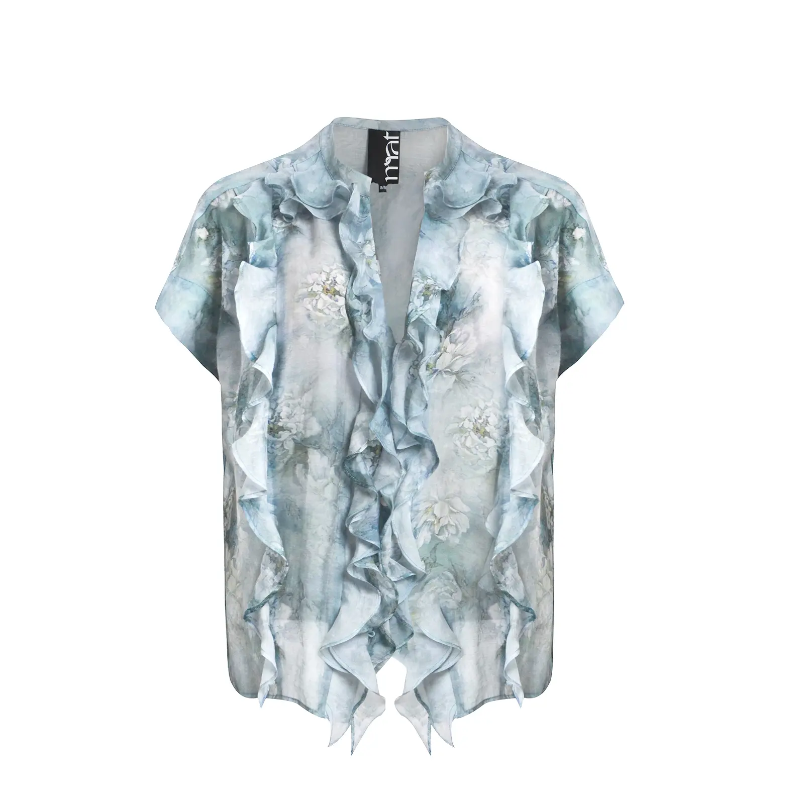 Mat Fashion Women's Bleu Floral Ruffle Blouse