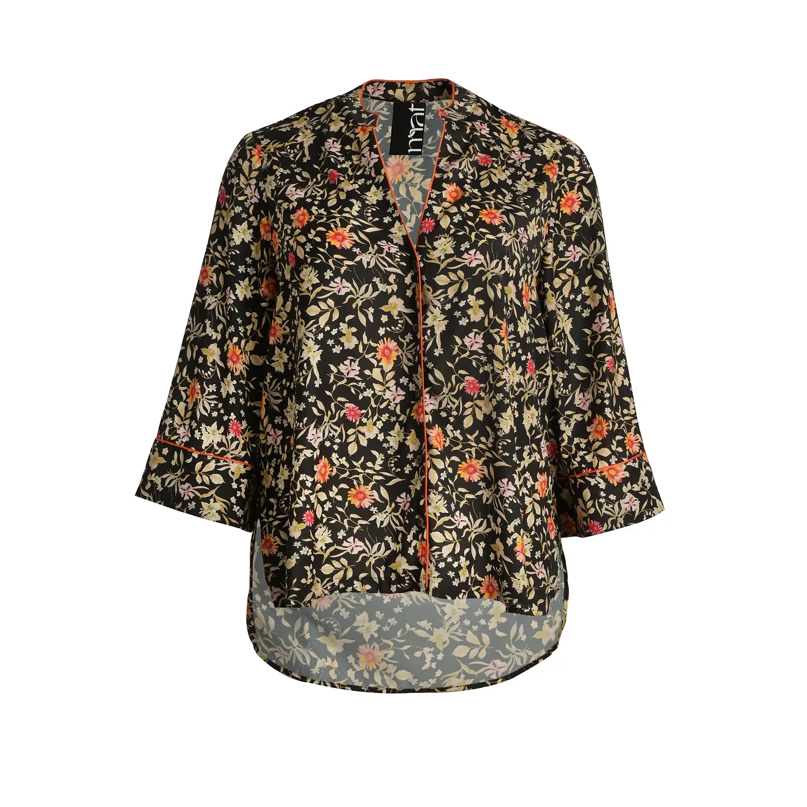 Mat Fashion Women's Noir Long Sleeve Floral Print Shirt