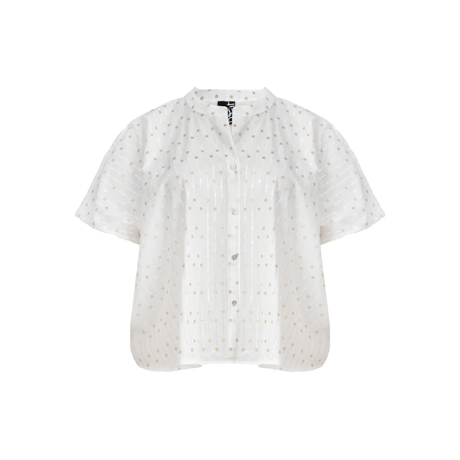 Mat Fashion Women's Blanc Fully Embroidered Shirt
