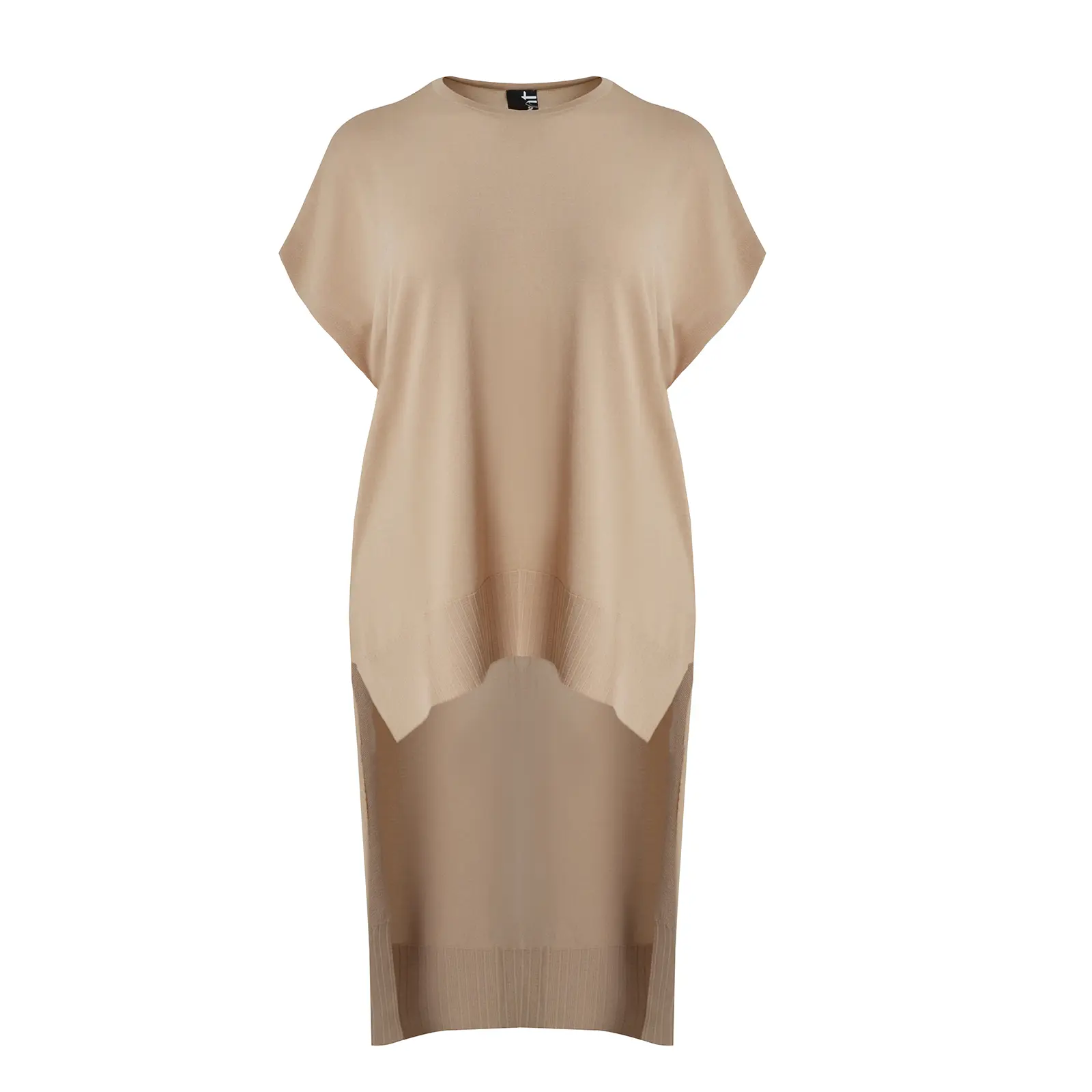 Mat Fashion Women's Beige Asymmetrical Knit Tunic For