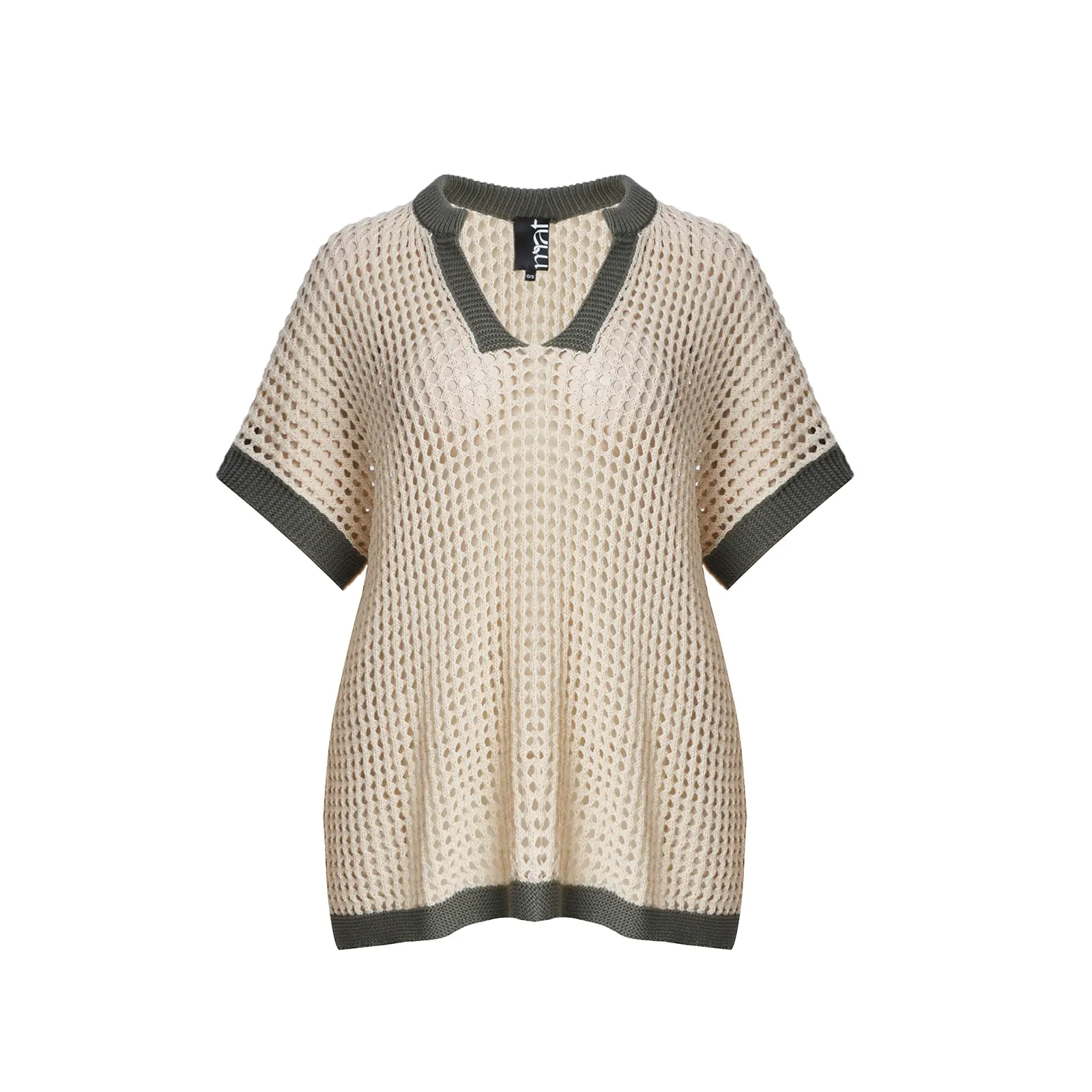 Mat Fashion Women's Beige V-Neck Sweater