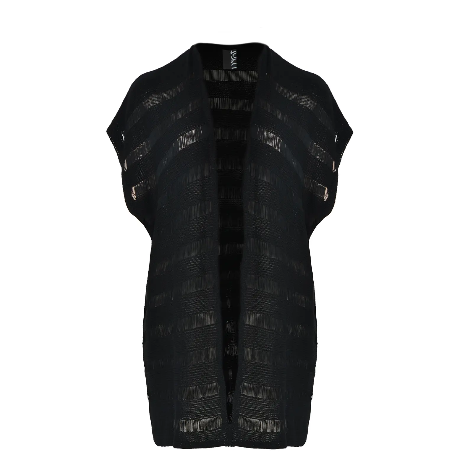 Mat Fashion Women's Noir Textured Knit Cardigan For