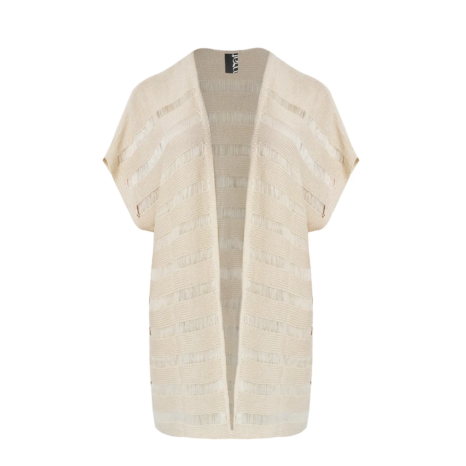 Mat Fashion Women's Beige Textured Knit Cardigan For