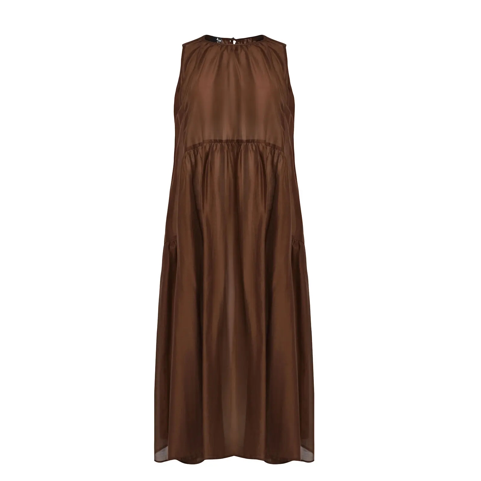 Mat Fashion Women's Marron Sleeveless Pleated Dress For