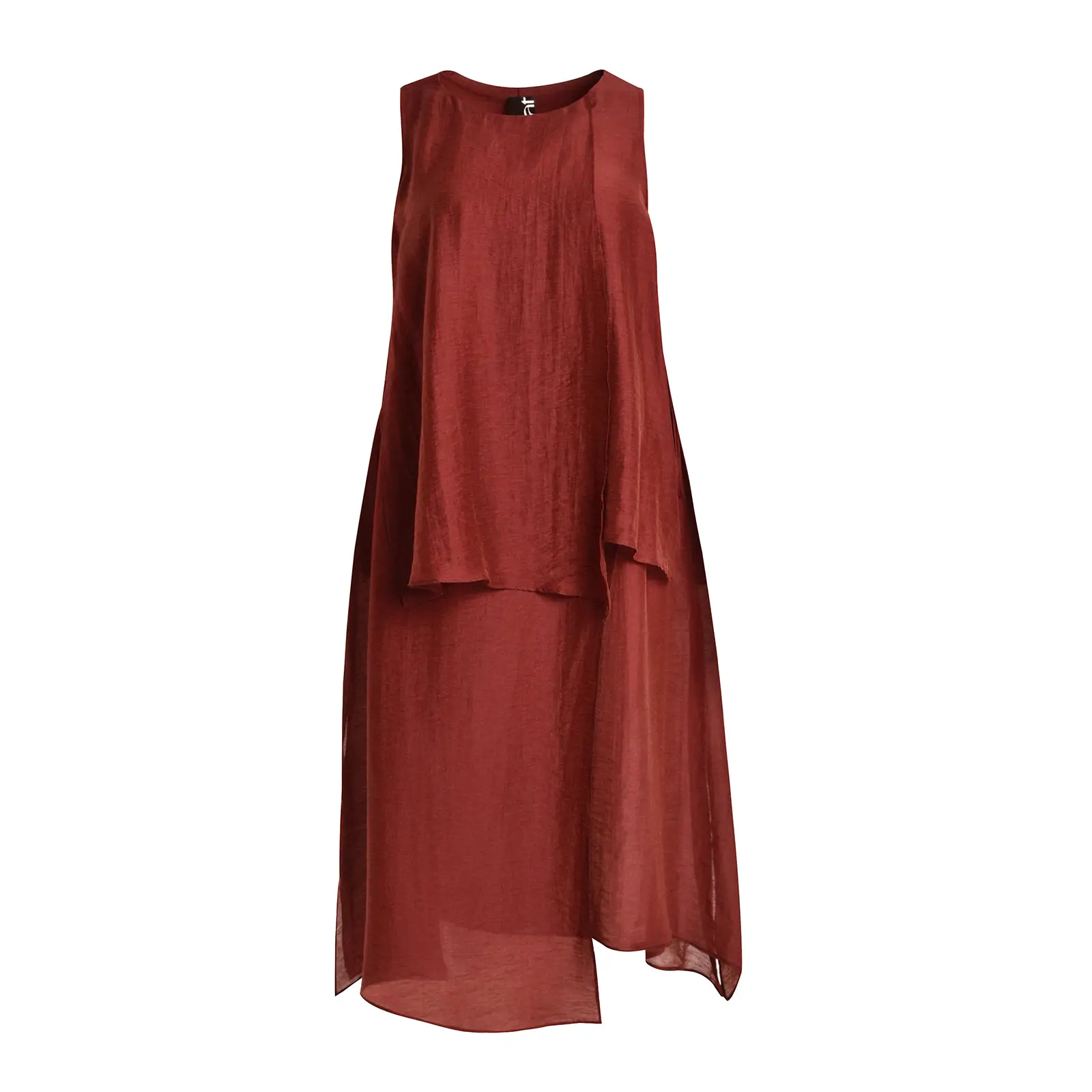 Mat Fashion Women's Rouge Linen Blend Sleeveless Dress Layered