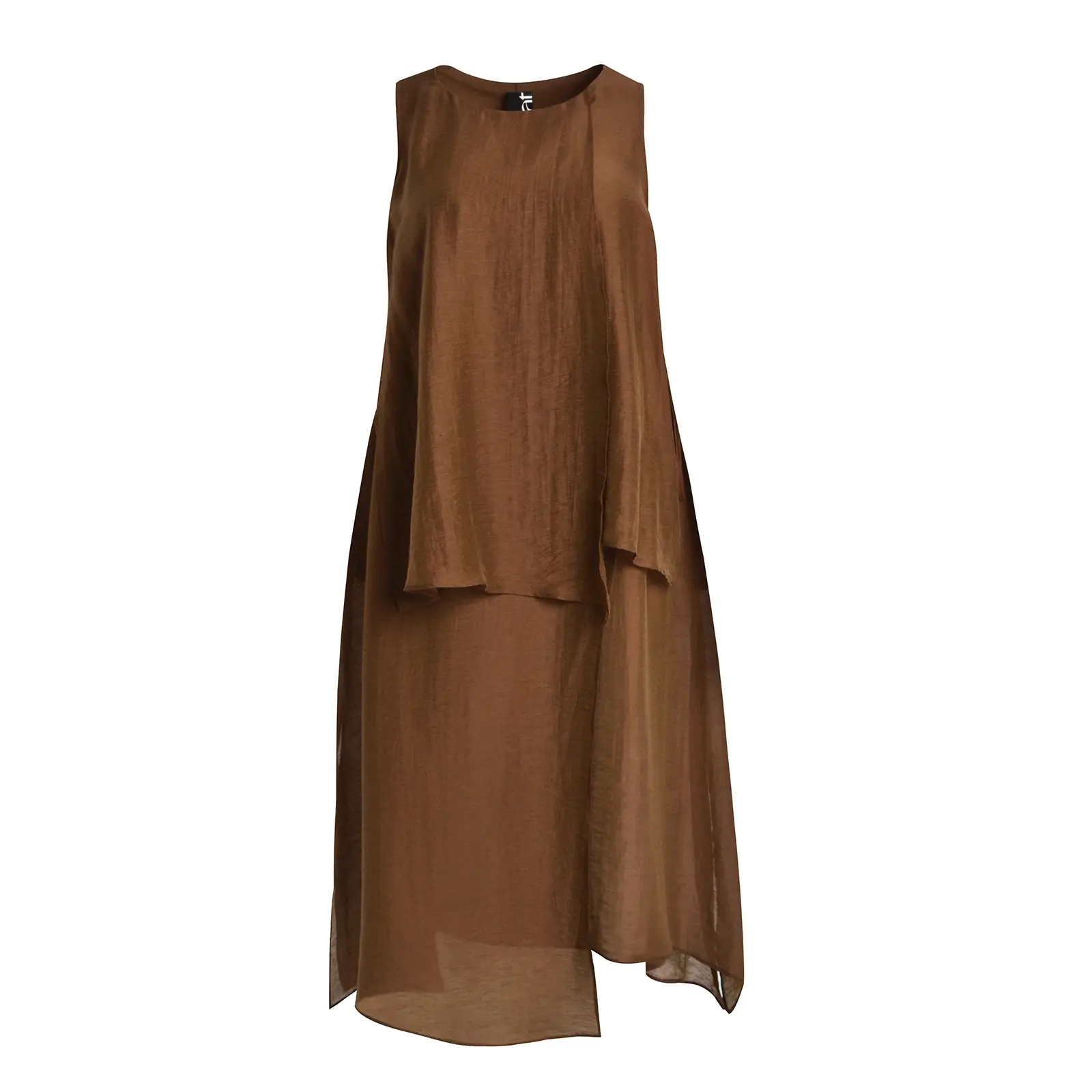 Mat Fashion Women's Marron Linen Blend Sleeveless Dress Layered