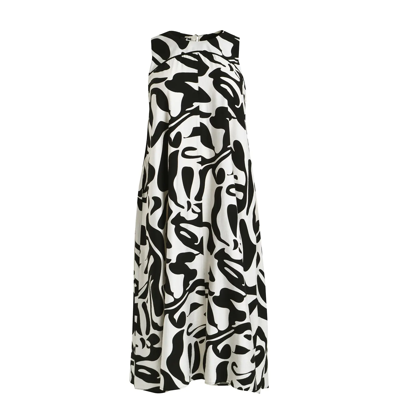 Mat Fashion Women's Noir Sleeveless Printed Viscose Dress
