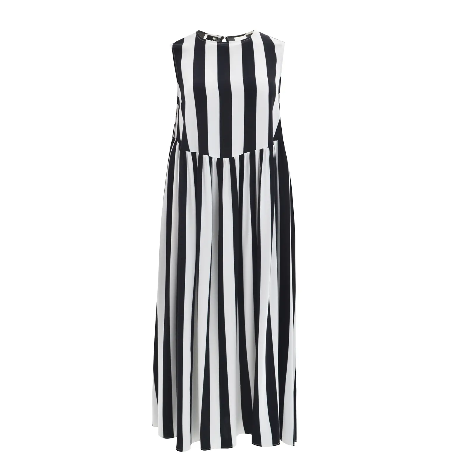 Mat Fashion Women's Noir Striped Sleeveless Dress For