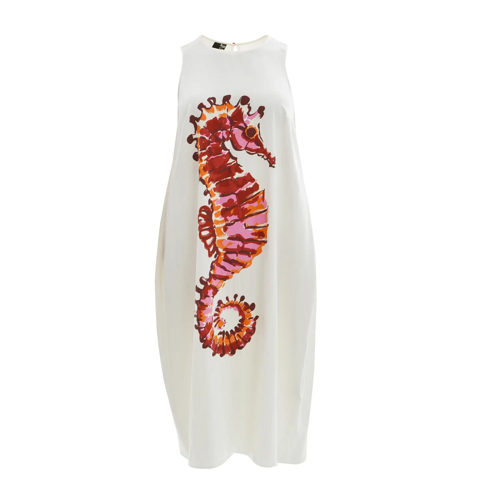 Mat Fashion Women's Blanc Sleeveless Dress For Seahorse Print