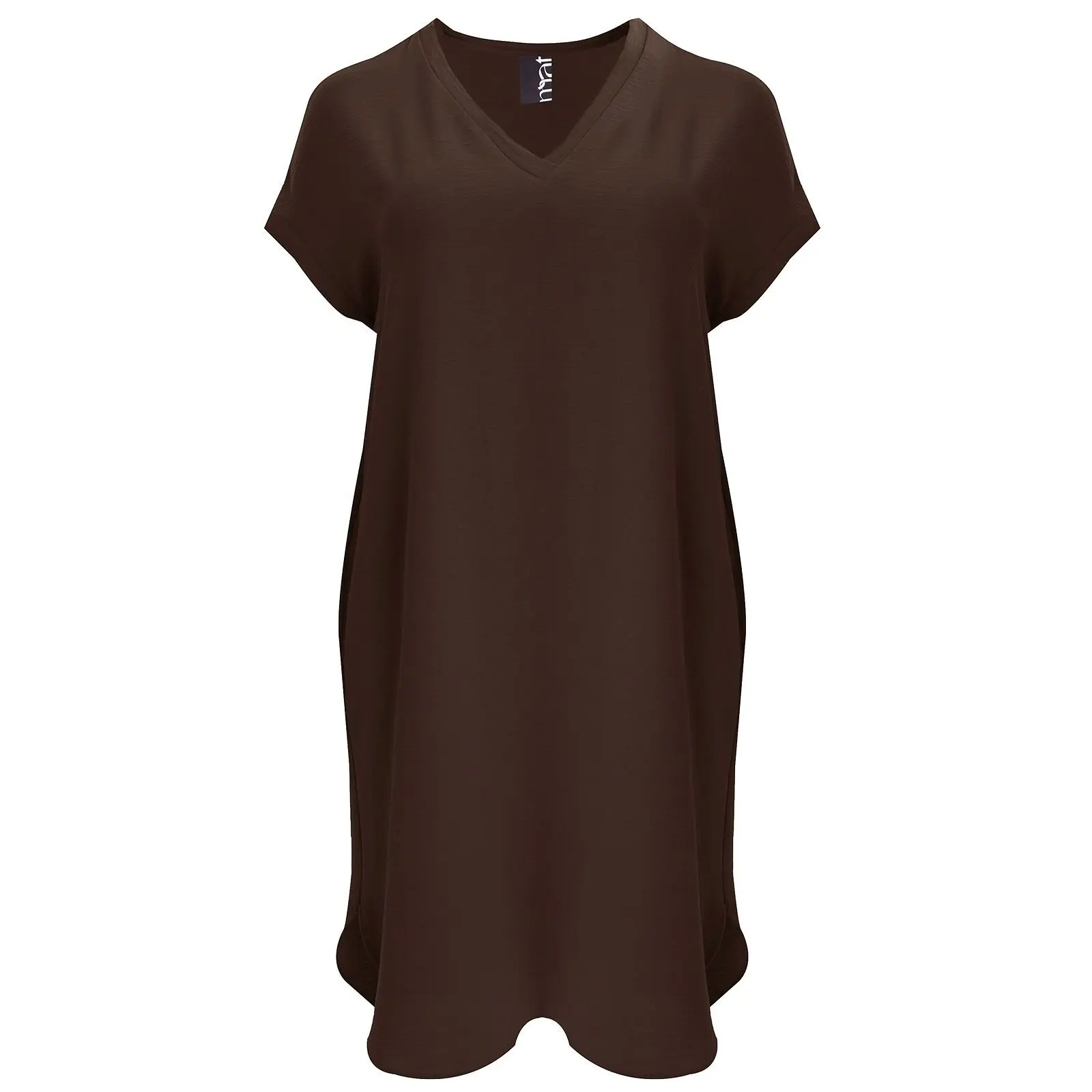 Mat Fashion Women's Marron V-Neck Crepe Dress Airwashed