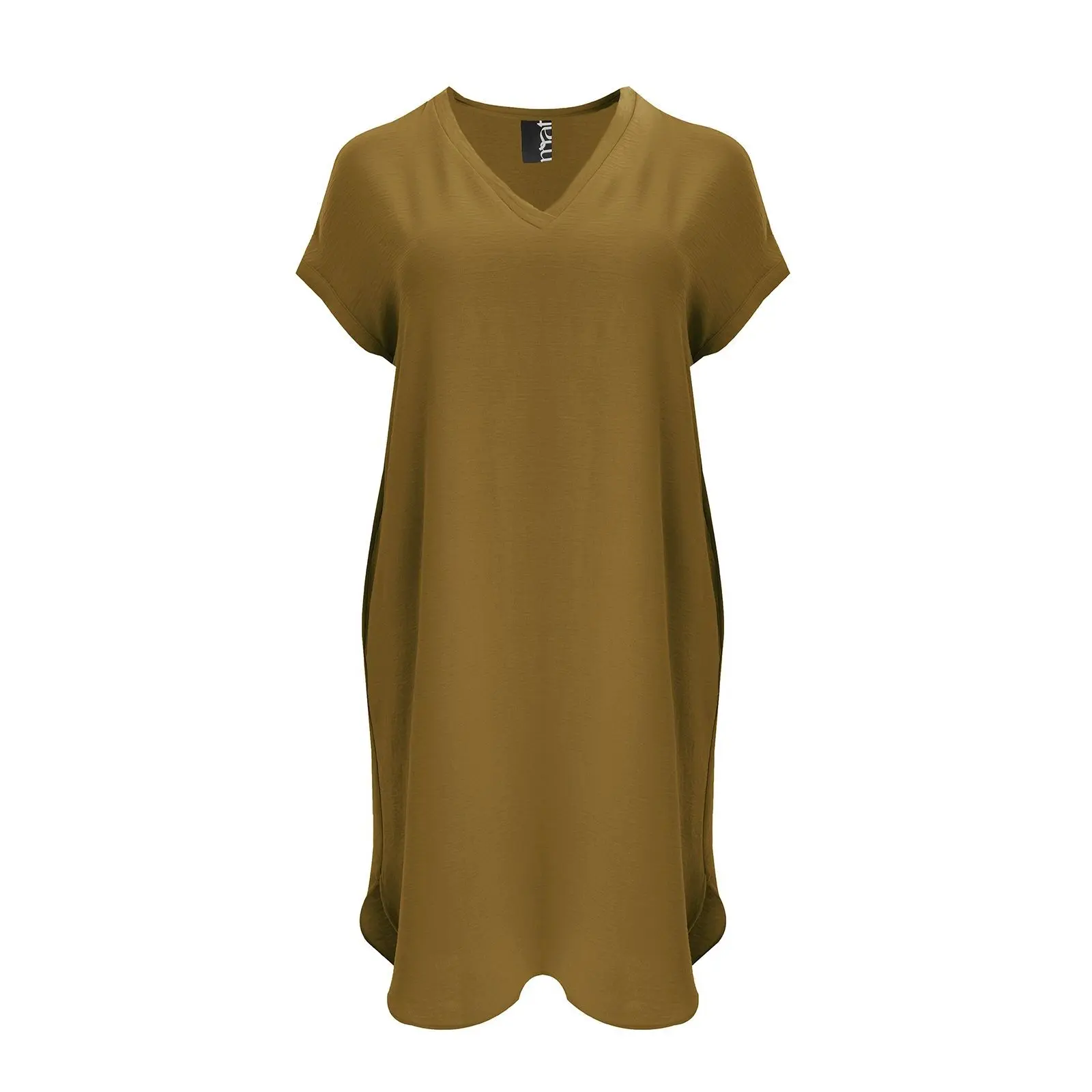 Mat Fashion Women's Vert V-Neck Crepe Dress Airwashed