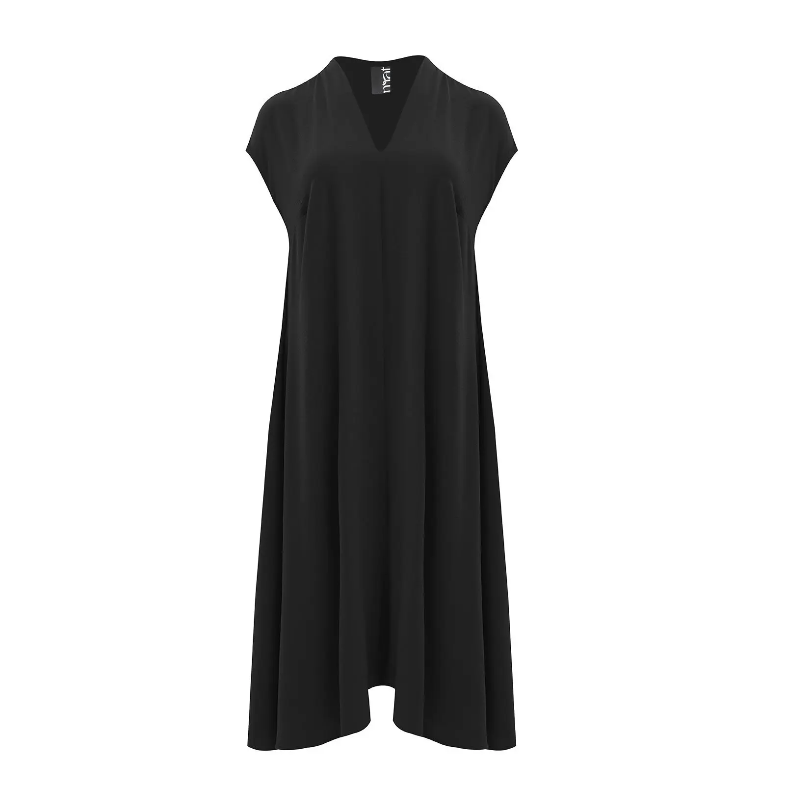 Mat Fashion Women's Noir V-Neck Crepe Dress Airwashed