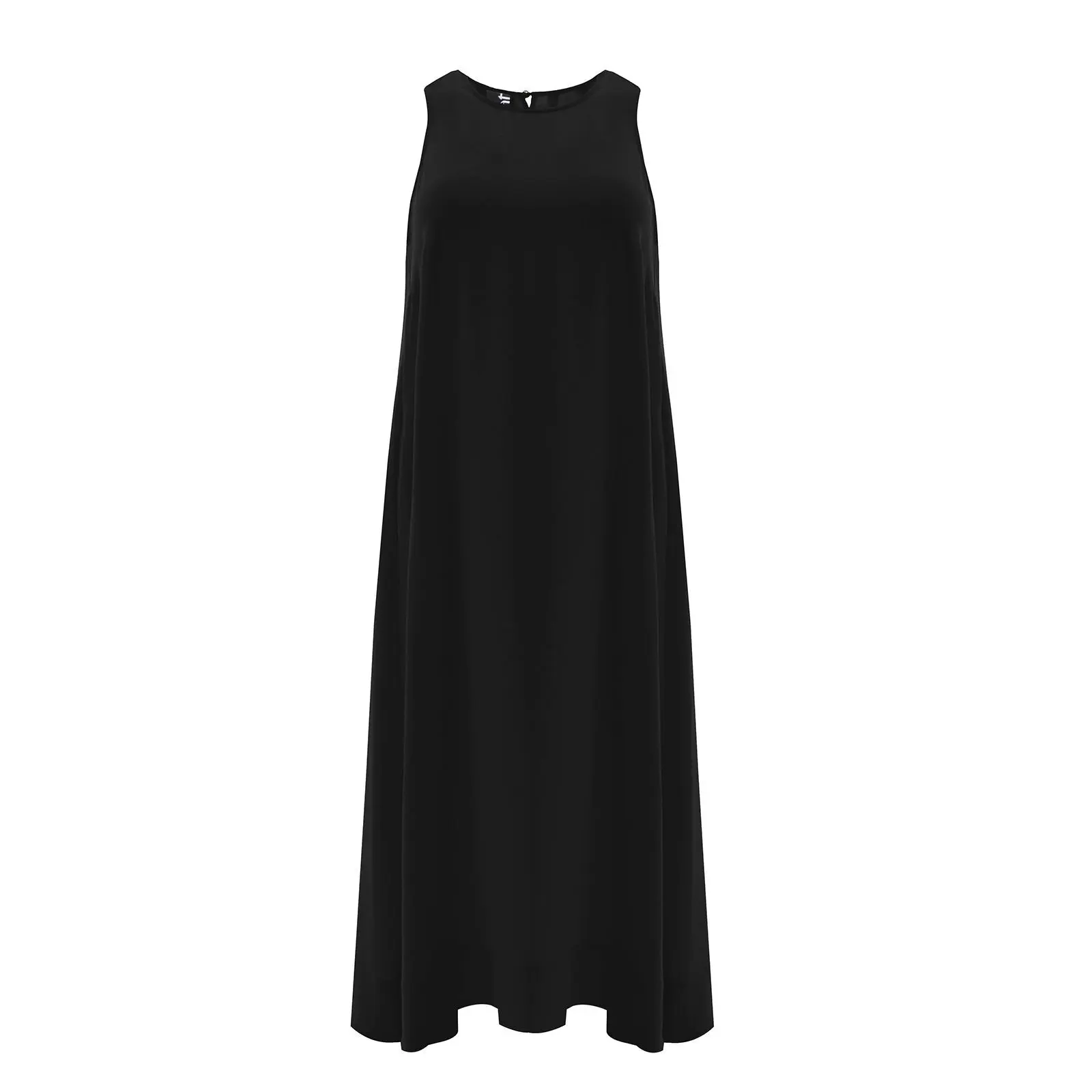 Mat Fashion Women's Noir Sleeveless Long Crepe Dress For
