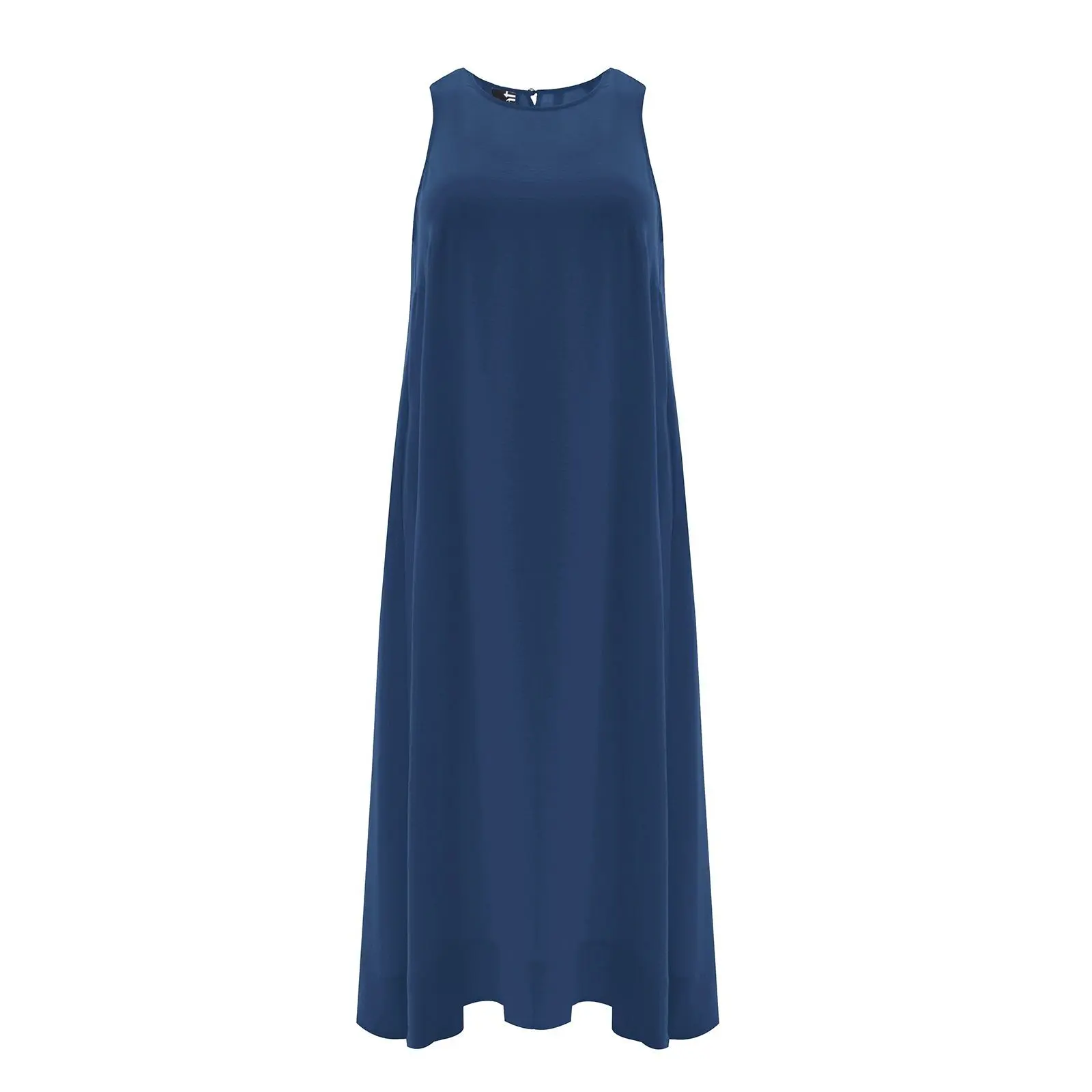 Mat Fashion Women's Bleu Sleeveless Long Crepe Dress For