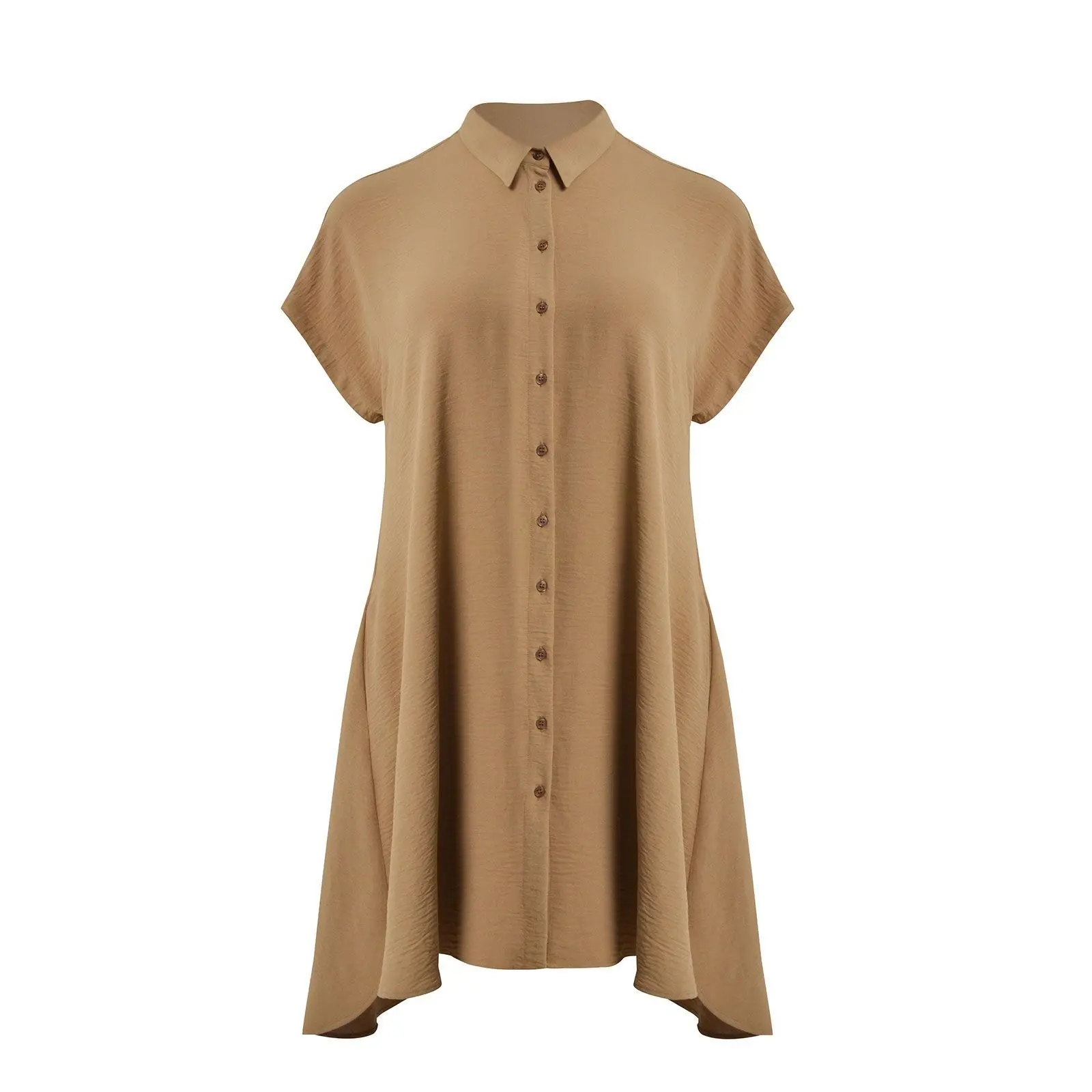 Mat Fashion Women's Beige Midi Shirt Dress In Crepe