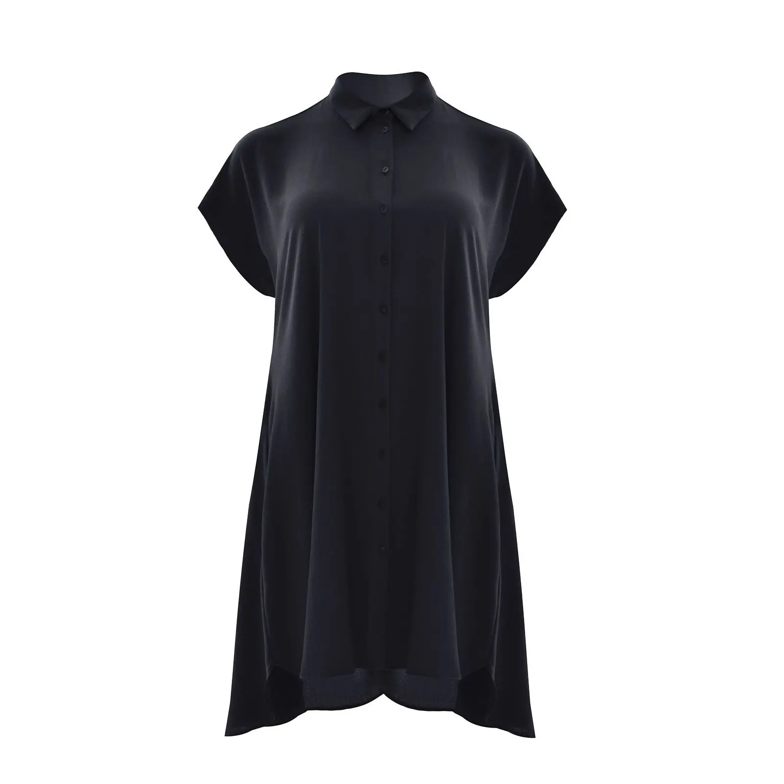 Mat Fashion Women's Noir Midi Shirt Dress In Crepe