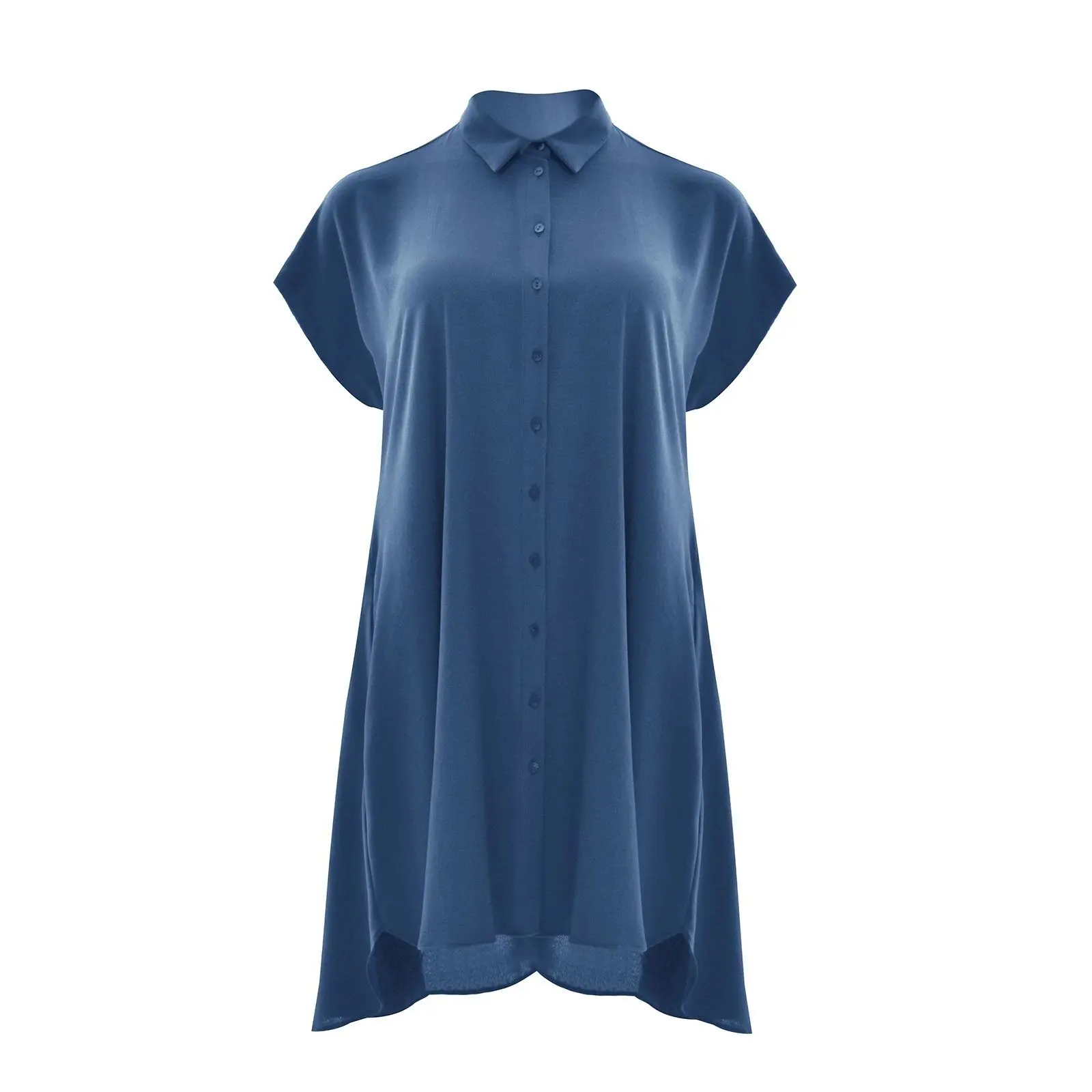 Mat Fashion Women's Bleu Midi Shirt Dress In Crepe