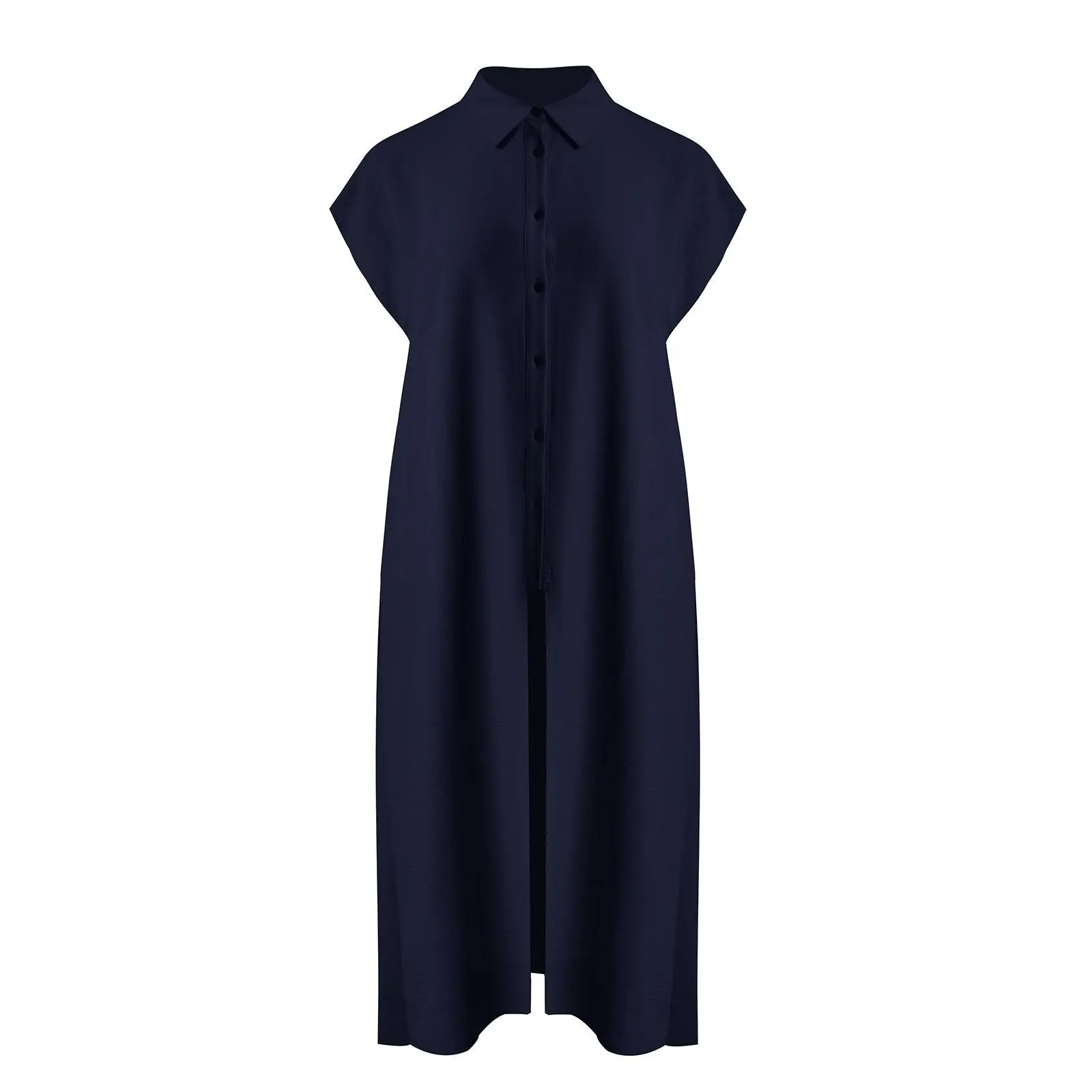Mat Fashion Women's Bleu Long Crepe Shirt Dress For