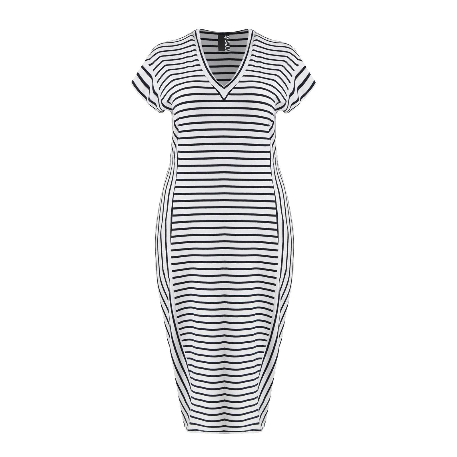 Mat Fashion Women's Bleu Striped V-Neck Midi Dress