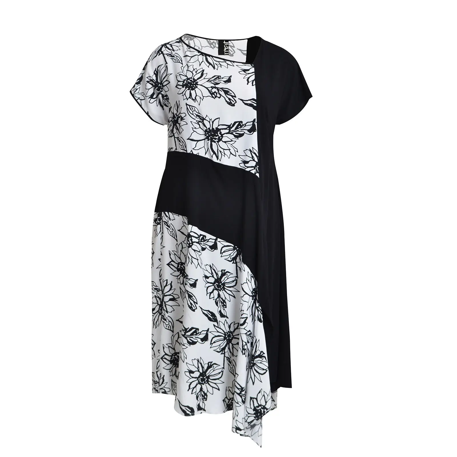 Mat Fashion Women's Blanc Asymmetrical Floral Dress For