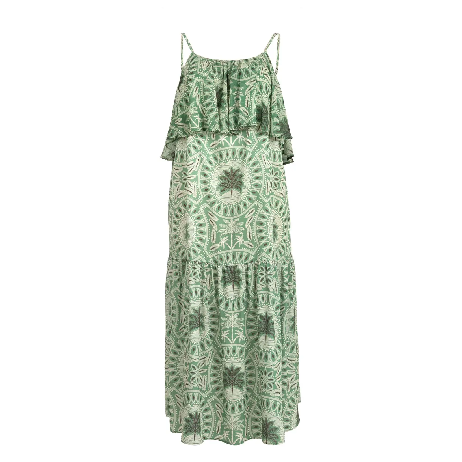 Mat Fashion Women's Vert Printed Long Dress Layered