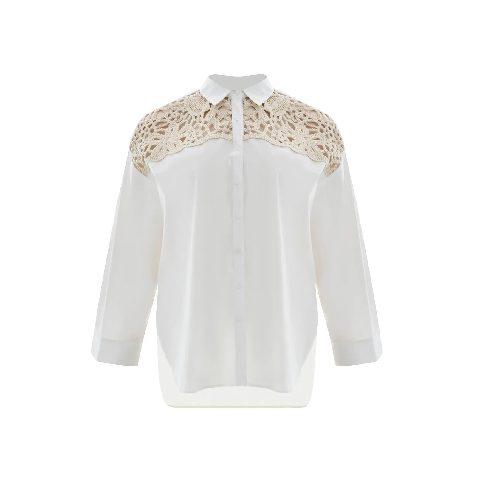 Langarmbluse mit Spitzendetails für Damen Mat Fashion
